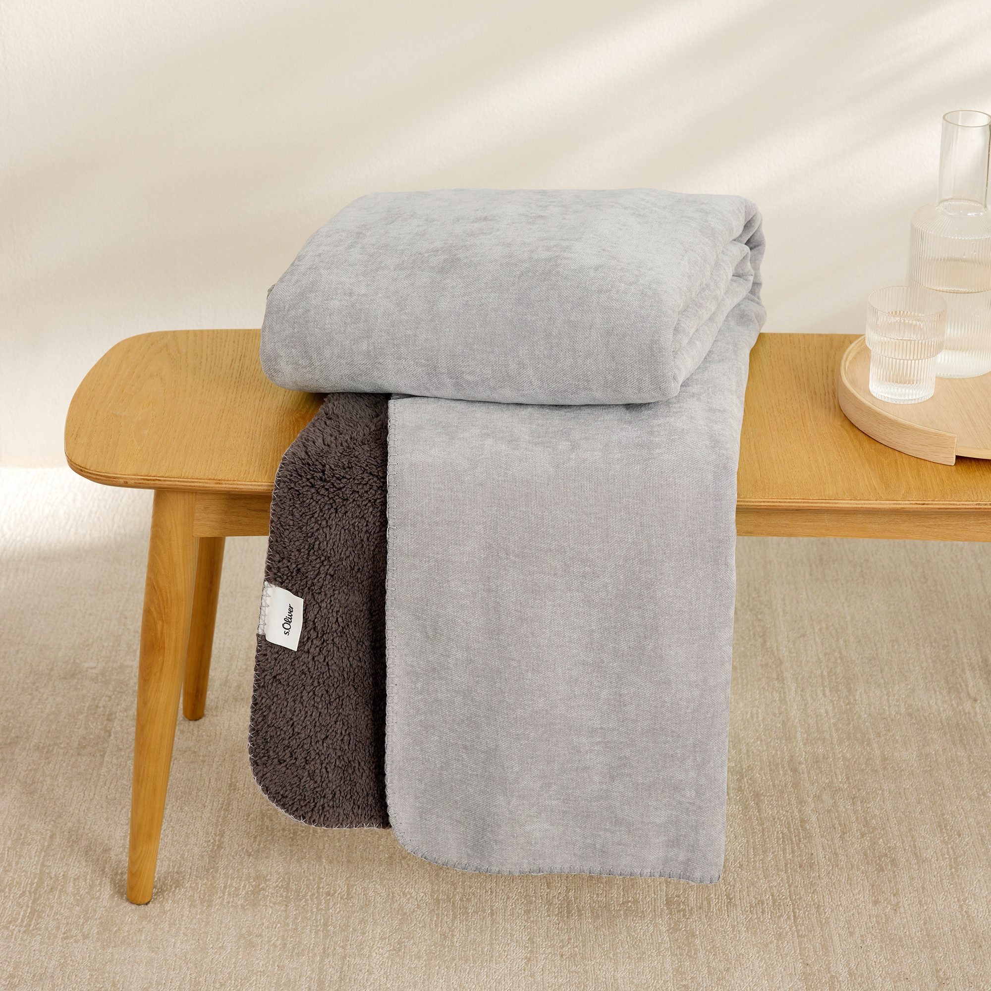 Wohndecke s.Oliver Lounge Decke, s.Oliver, trendige Doubleface-Optik