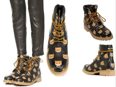 Moschino MOSCHINO TEDDY BEAR QUILTED COMBAT ANKLE HIKING BOOTS SCHUHE SHOES DEA Ankleboots