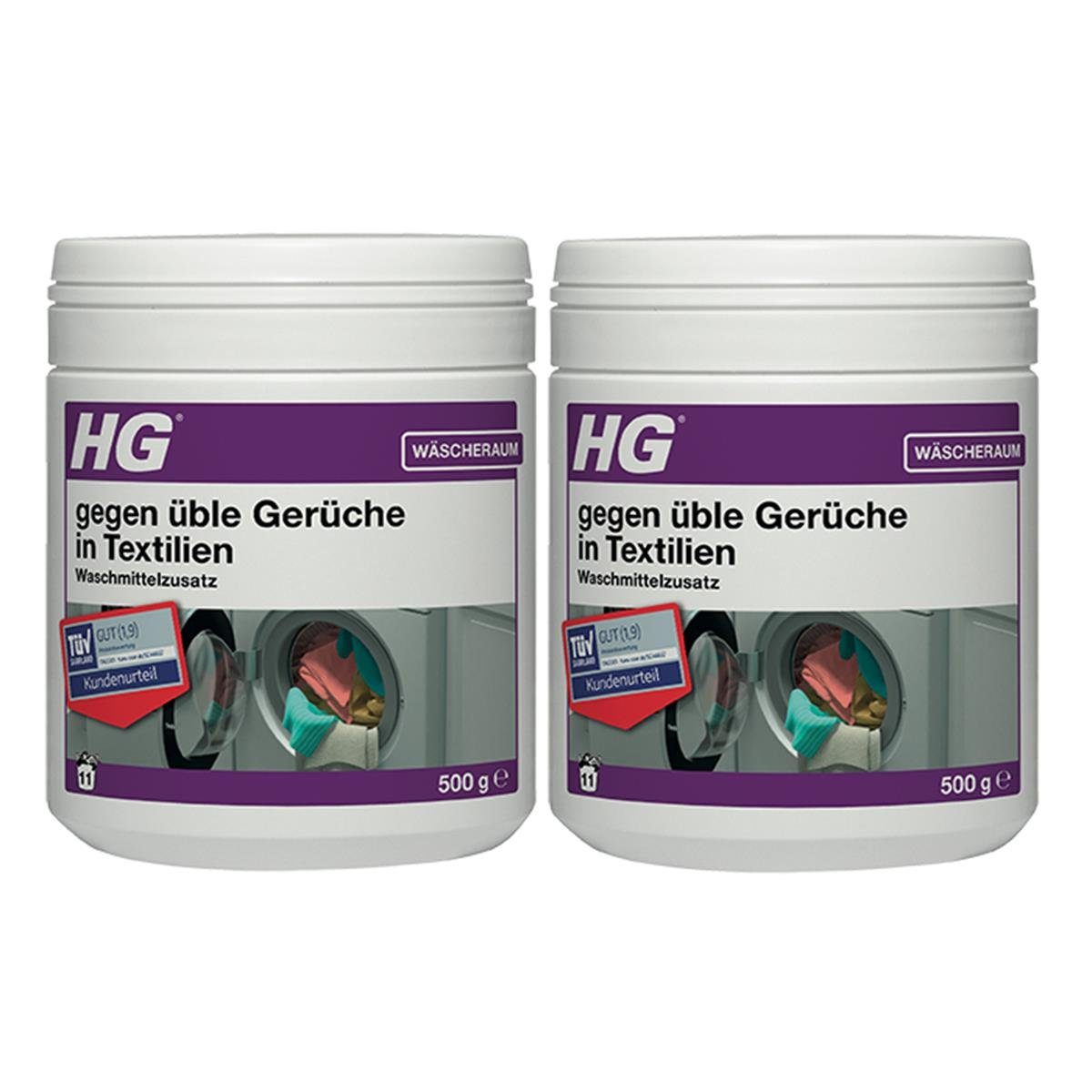 HG HG gegen üble Gerüche in Textilien Waschmittelzusatz 500g (2er Pack) Fleckentferner