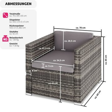 tectake Rattanstuhl Lignano (1er Set, 1 St), Abnehmbare Sitzkissen