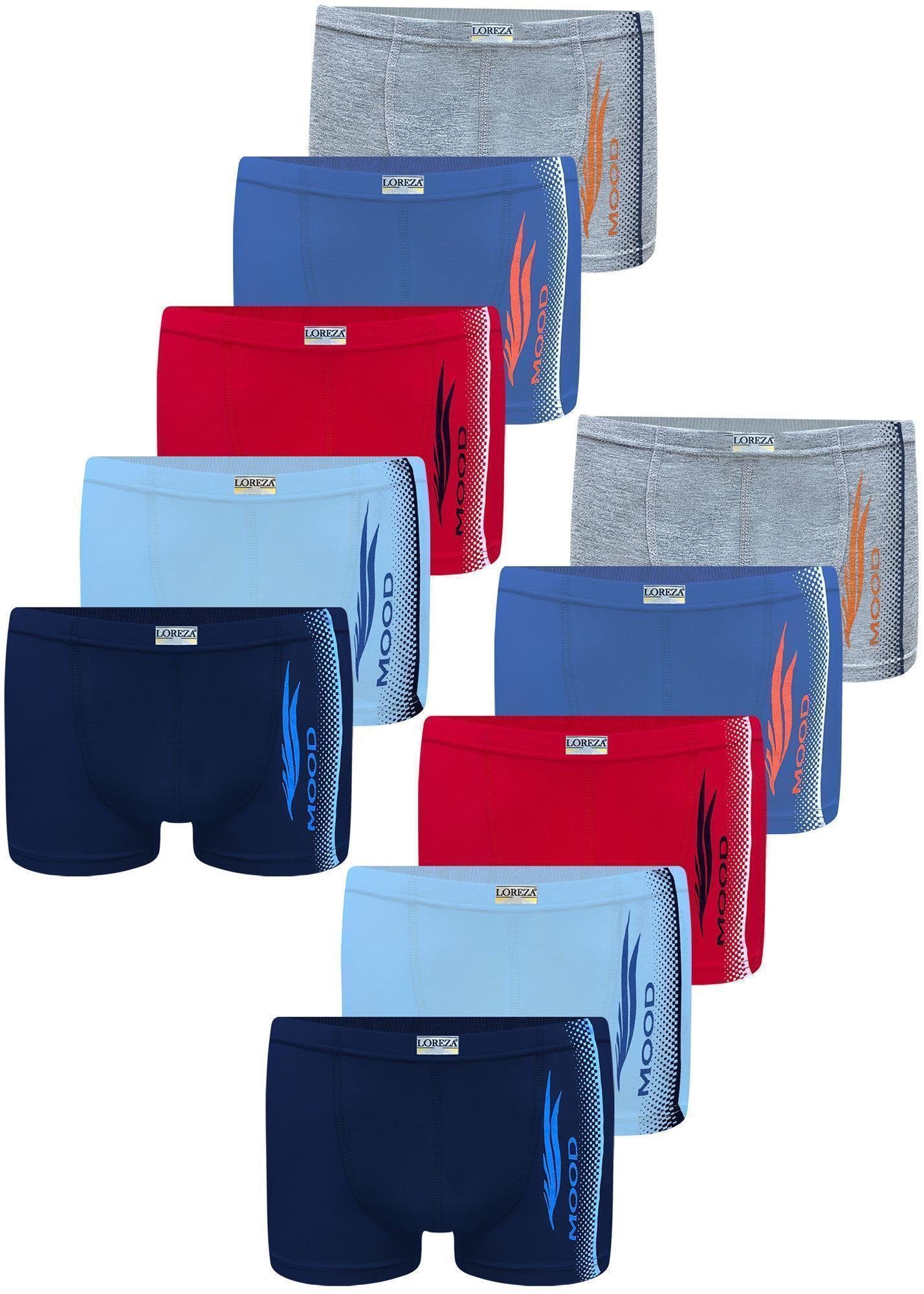 LOREZA Boxershorts 10 Jungen Boxershorts Unterhosen aus Baumwolle 92-170 - Mood (Set, 10-St)