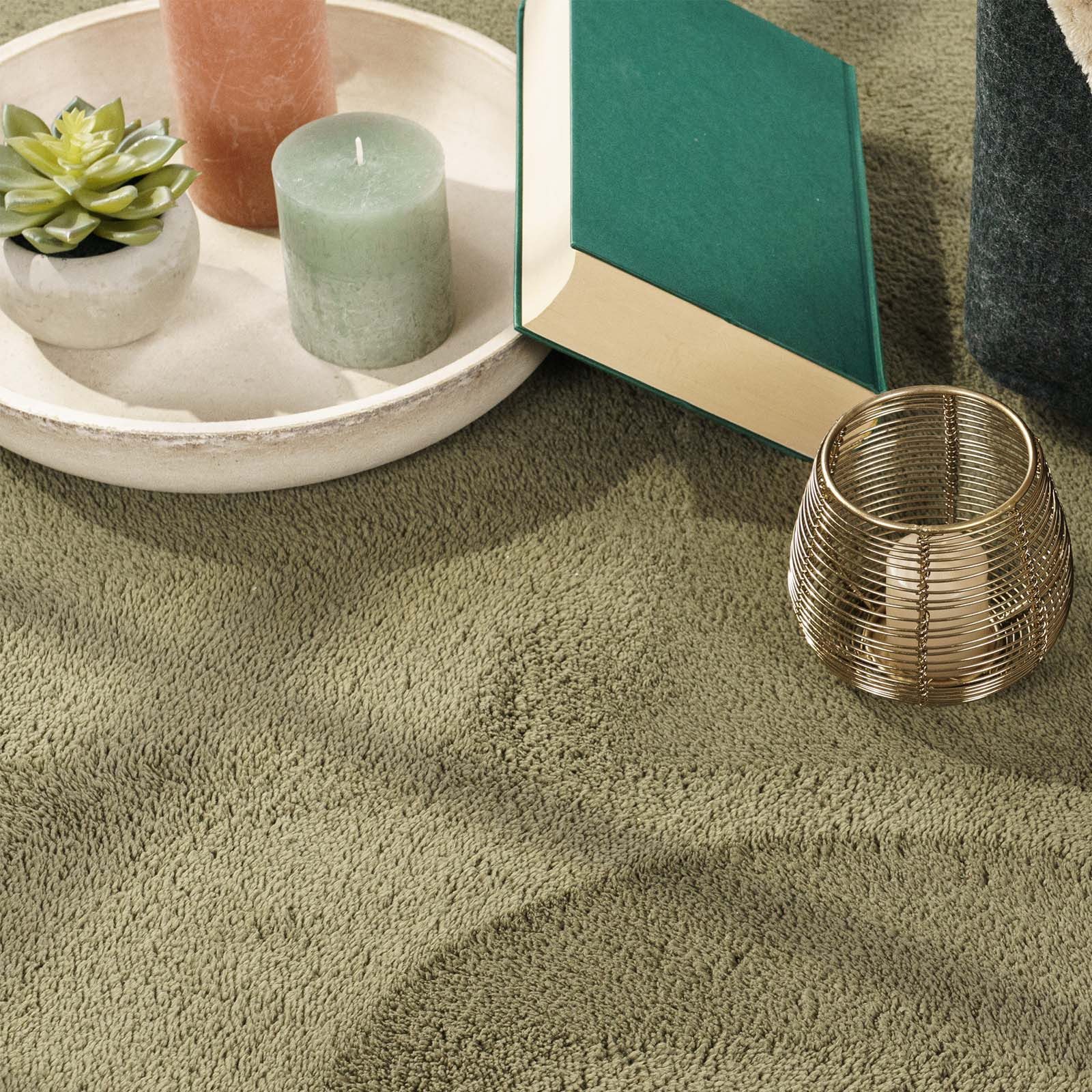 TaraCarpet Teppich Fiona Uni Kurzflor-Teppich, waschbar und supersoft, rechteckig, Höhe: 14 mm, 14 mm Kurzflor, rechteckig, Farbe Grün, Größe 50x80 cm – Bild 3 von 5