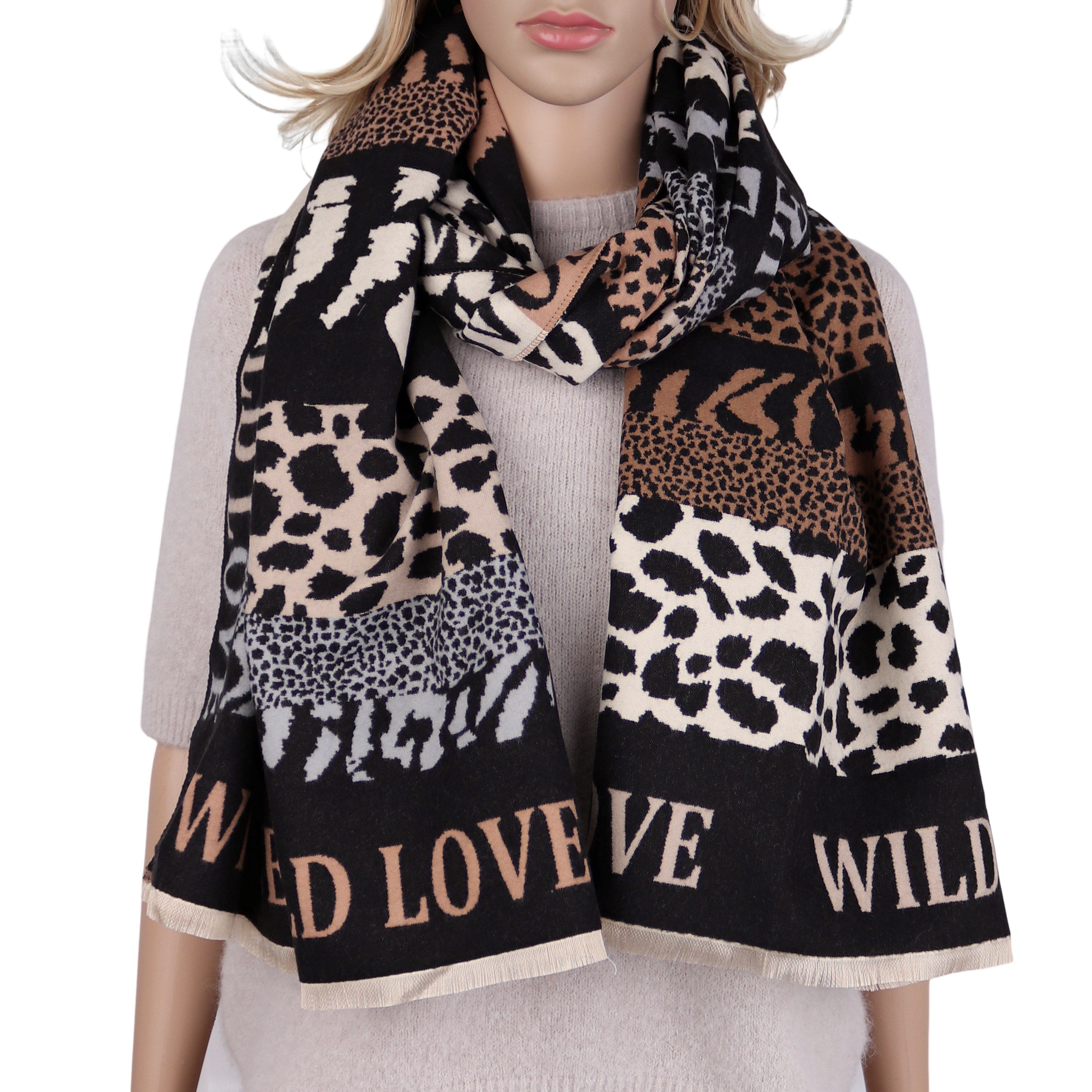 MIRROSI Modeschal weicher und warmer Schal Blumen Pferdemuster, 67x185cm, ( günstig online kaufen