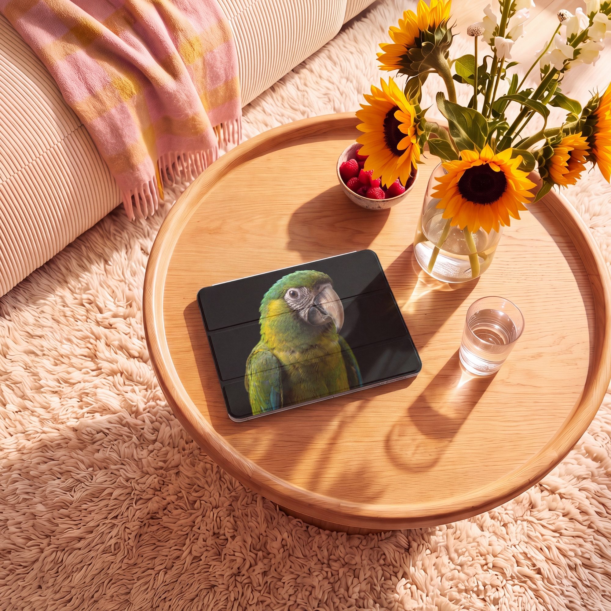 OnlyWow Tablet-Hülle Apple iPad Air 2025 13 inch Ara - Porträt - Grün, Smart Cover, Klapphülle, Stoßfest, Bunt