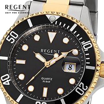 Regent Quarzuhr Regent Herren Armbanduhr Analog, Herren Armbanduhr rund, extra groß (ca. 40mm), Metallarmband