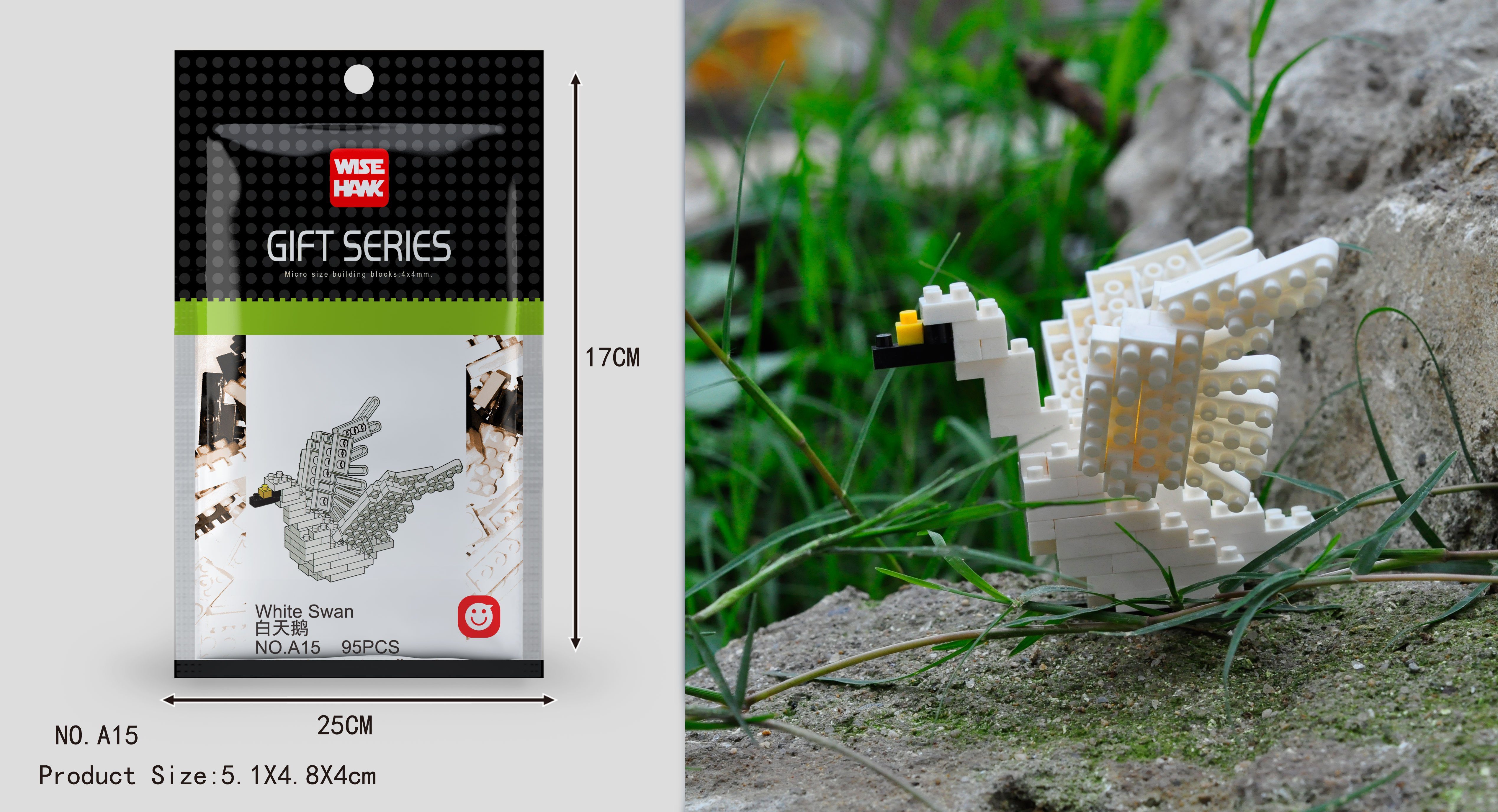 Tinisu Weißer Schwan Figur Bausteine Modell LNO Micro-Bricks Konstruktions-Spielset
