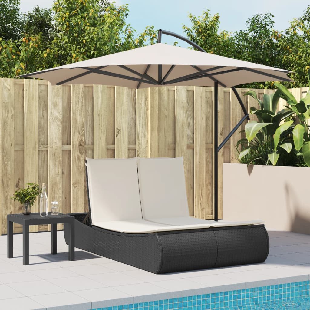 vidaXL Gartenliege Doppel-Sonnenliege mit Kissen Schwarz günstig online kaufen