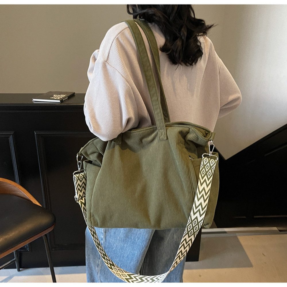Cachito Schultertasche Damen Umhängetasche Groß Shopper Handtasche Cord Tote Bag Reisetasche, für Arbeit Büro Reisen Einkaufen Schule Strand