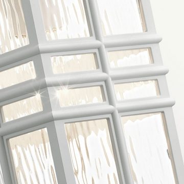 Licht-Erlebnisse Außen-Wandleuchte LILARA, ohne Leuchtmittel, Außenwandleuchte Weiß Haus Garten Glas IP44 E27 Rustikal Außenleuchte