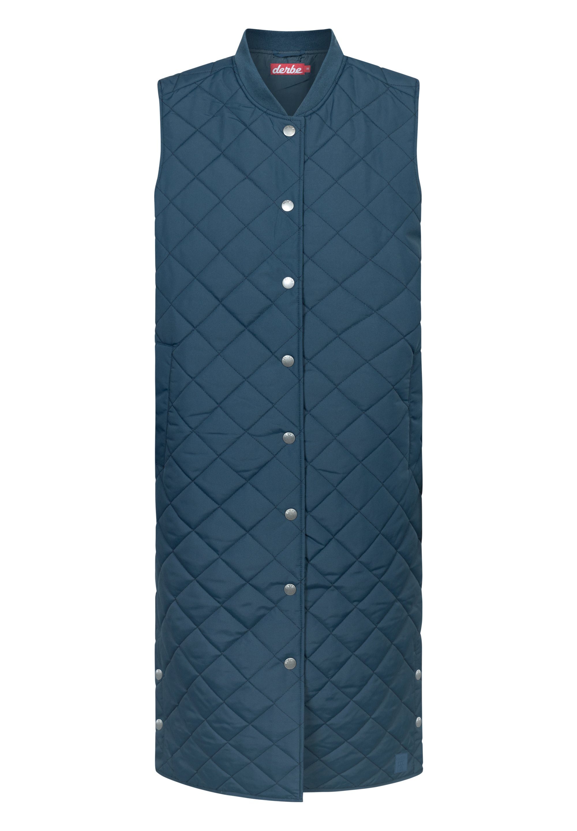 Derbe Longweste Quiltby Vest Steppweste lang Damen mit Stehkragen