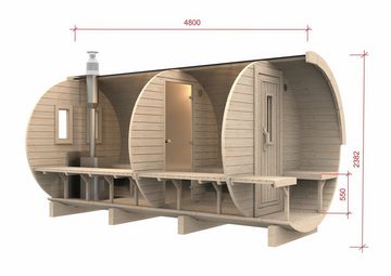 JVmoebel Sauna Saunafass Fasssauna Außensauna Personen 6-8 Holz Thermoholz, BxTxH: 2.27 x 4.8 x 2.08 cm, 46,00 mm, (1-St., 1x Sauna) Made in Europa