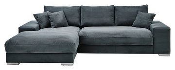 Iwaniccy Sofa SOFT, B 285 cm, Grau, Breitcord, mit 3 Rücken- und 3 Zierkissen