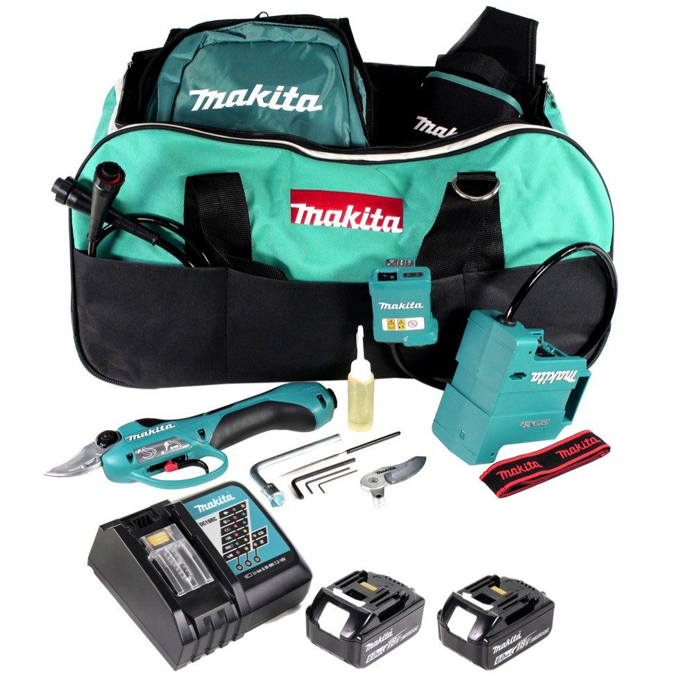 Makita Akku-Astschere DUP 361 RG Akku Rebschere Astschere 36 V (2x 18 V) + 2x Akku 6,0 Ah