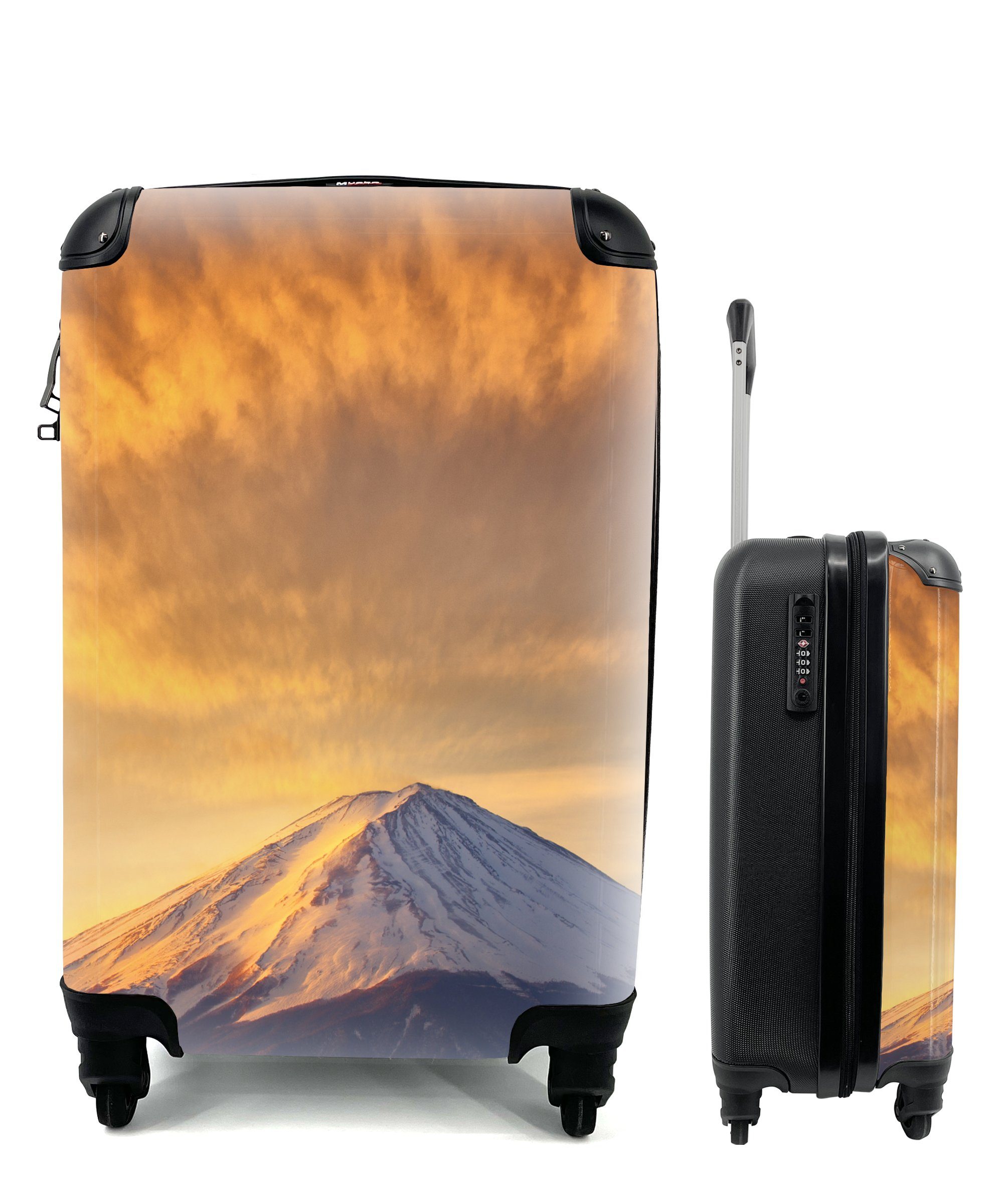 MuchoWow Handgepäckkoffer Sonnenaufgang am Berg Fuji in Japan, 4 Rollen, Reisetasche mit rollen, Handgepäck für Ferien, Trolley, Reisekoffer