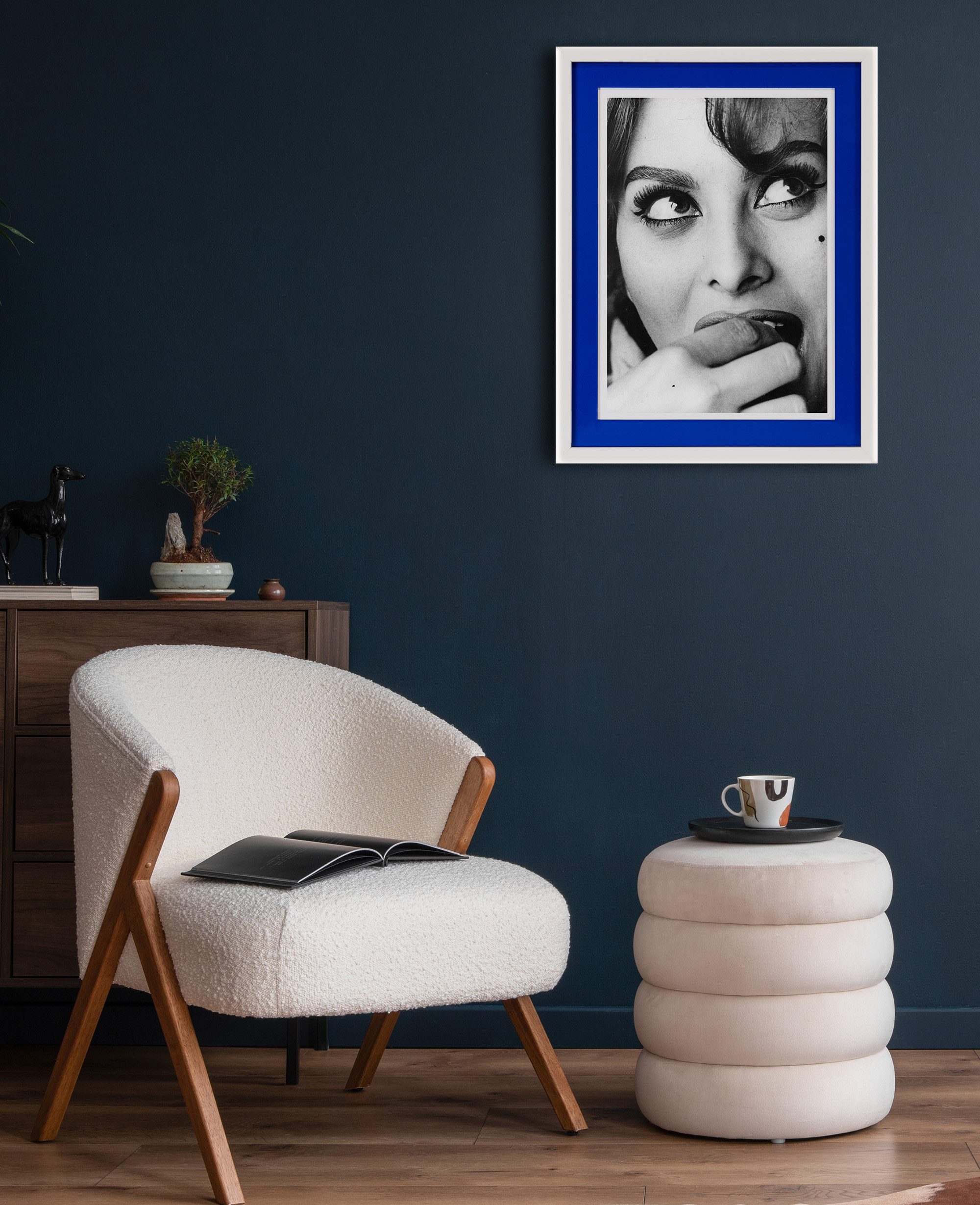 queence Bild mit Rahmen Sophia Loren, Bilder von Frauen, Film, Filmfiguren, Frau, Gesicht, Schwarz-Weiß (1 St), Poster mit buntem Acrylglas Passepartout