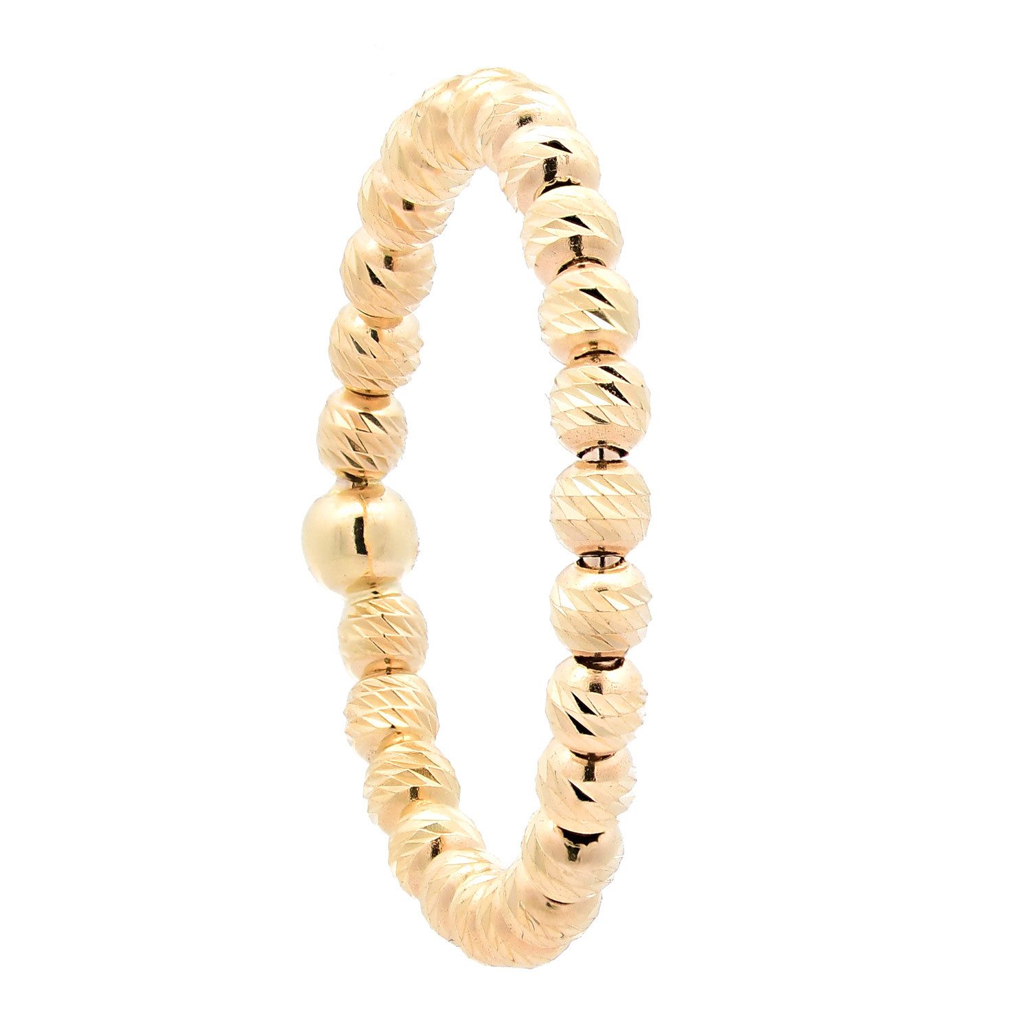 HOPLO Goldring Goldring Ring Kügelchen diamantiert 2,2 mm 585-14 Karat Gold Größe 52, Made in Germany – Bild 3 von 3