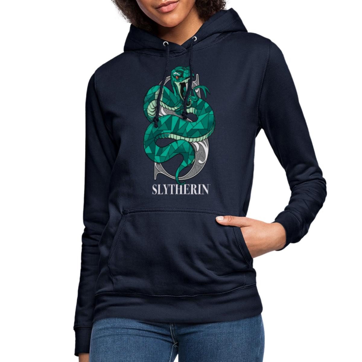 Spreadshirt Hoodie Harry Potter Slytherin Wappen Monochrom Damen Hoodie (1-tlg)
