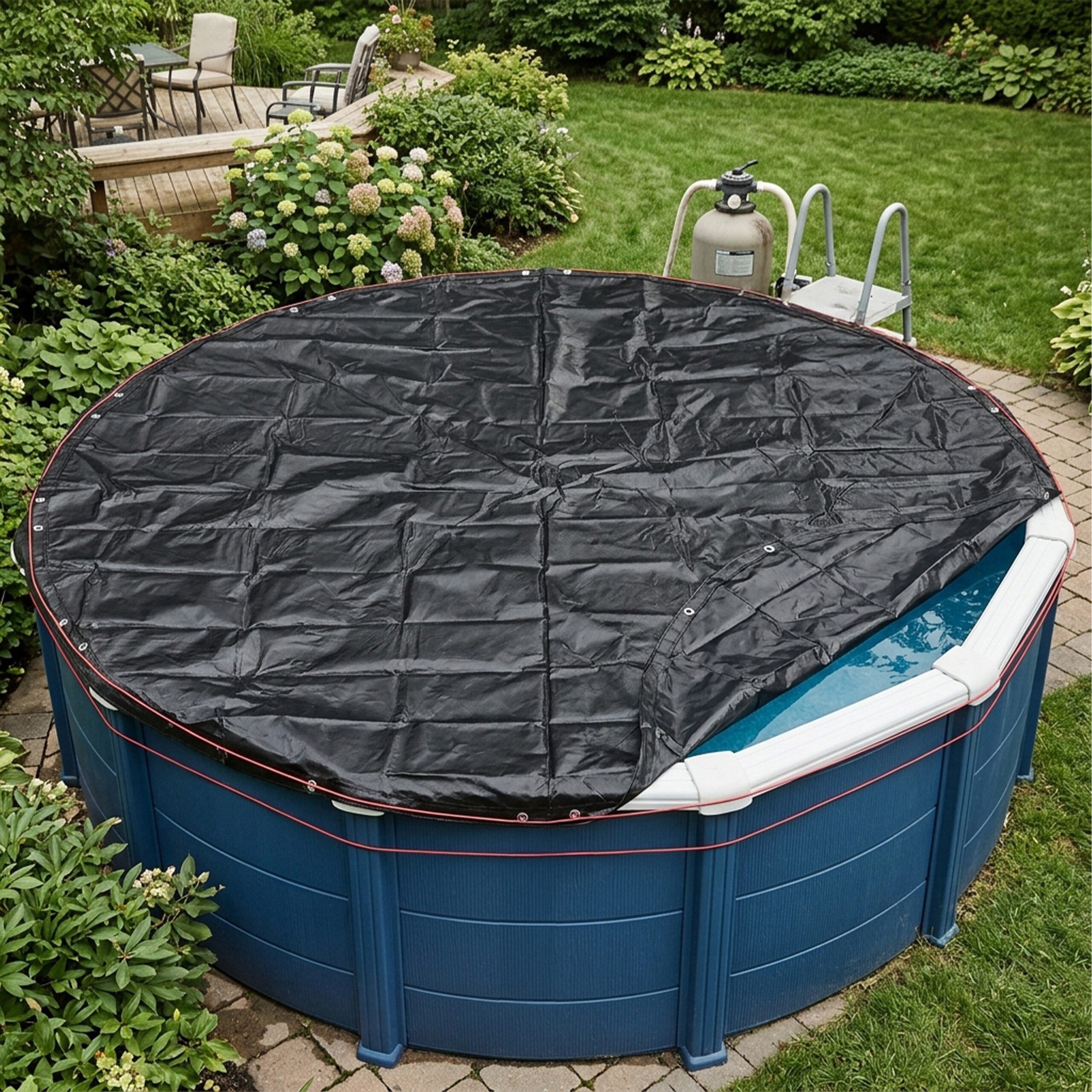 relaxdays Pool-Abdeckplane Runde Poolabdeckung UV-beständig, 320 - 366 cm (420 cm)