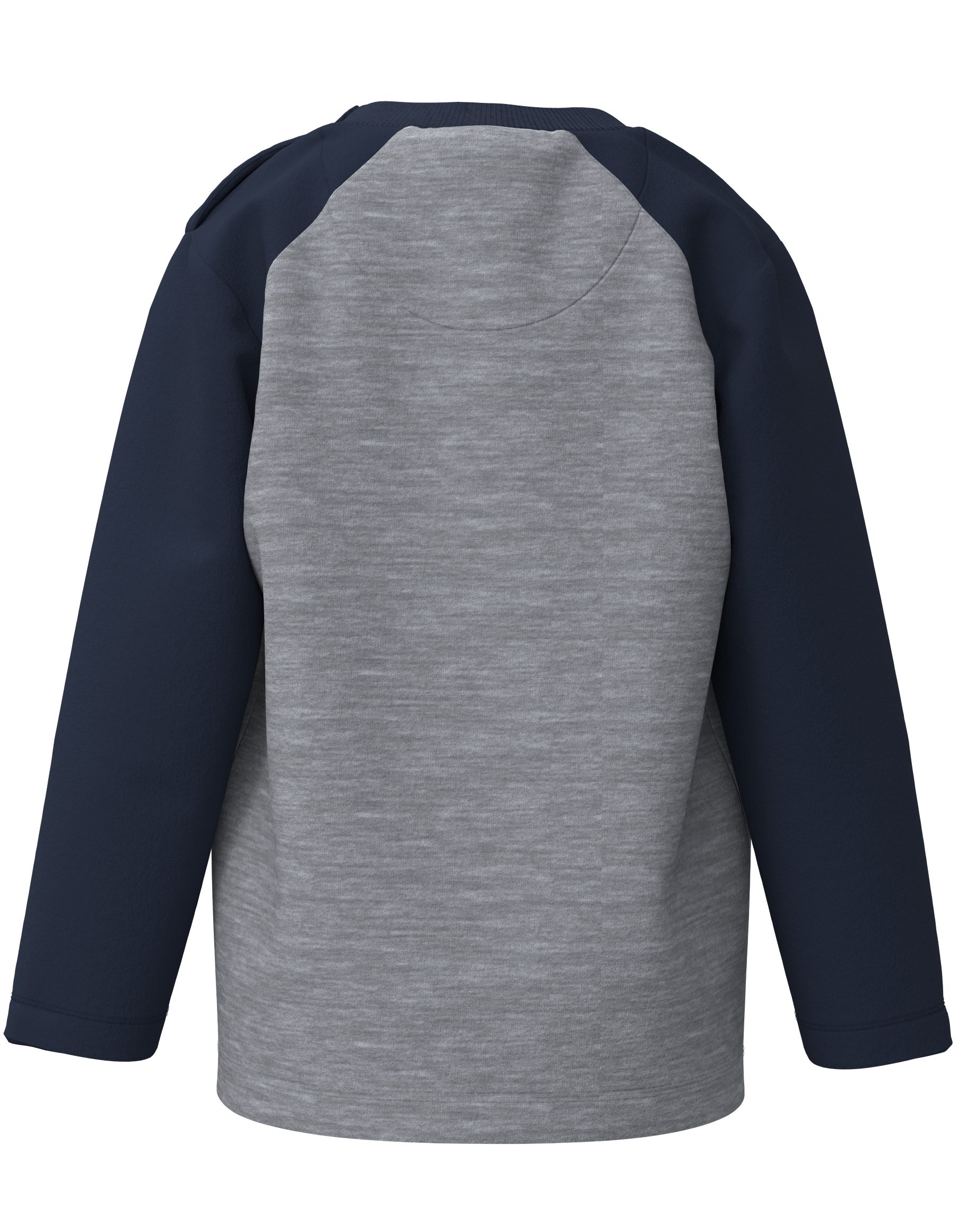 100 kontrastfarbige Langarmshirt melange/blau Bobo Siebenschläfer bedruckt, unisex % Bio-Baumwolle, Ärmel, Raglan, grau