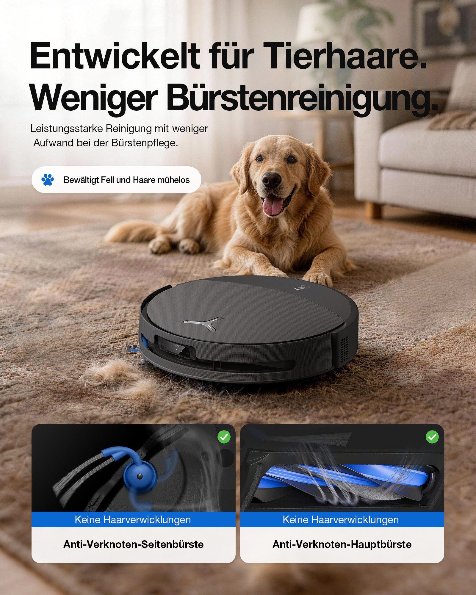 ECOVACS Nass-Trocken-Saugroboter DEEBOT X11S OmniCyclone Care Kit, All-in-One Station (beutellos), 65 W, beutellos, 30.000 Pa + 16 L/s (Luftstrom), 27cm Wischro – Bild 3 von 5
