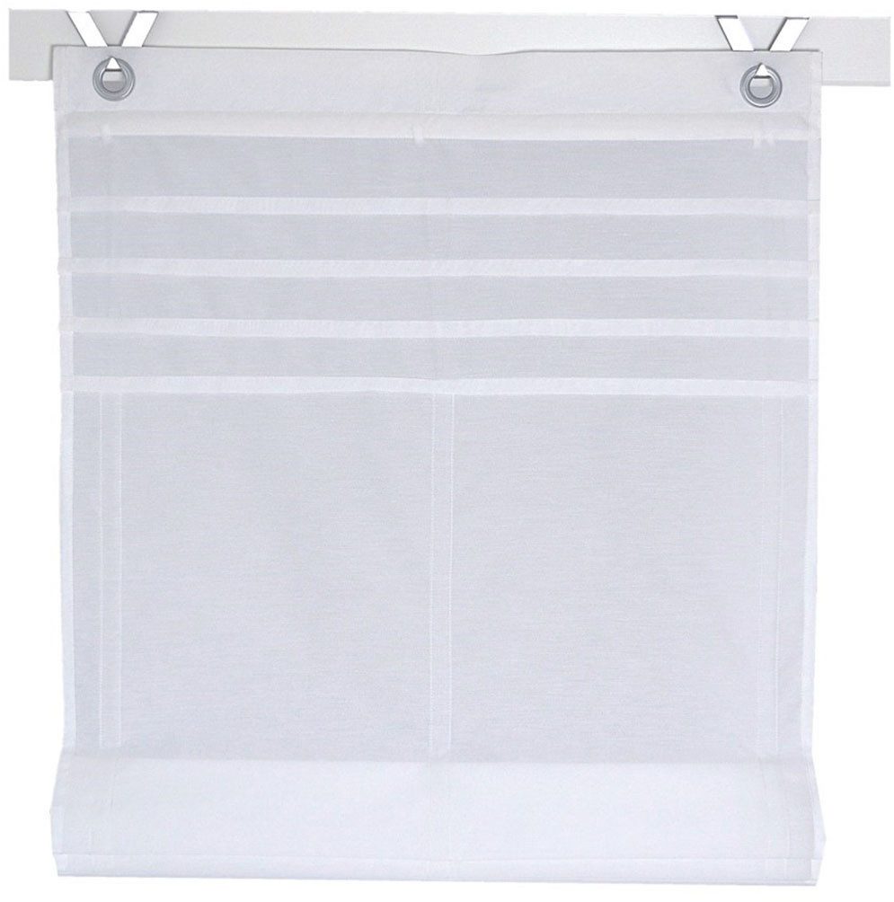 Kutti Raffrollo Kessy Biese, mit Hakenaufhängung, ohne Bohren, halbtransparent, Baumwolle, Polyester, Hakenaufhängung