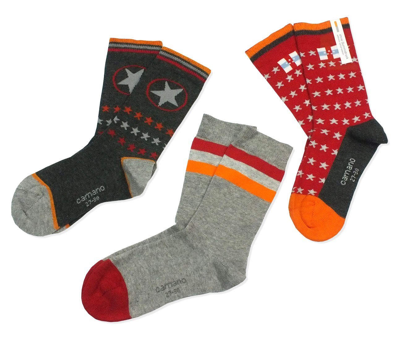 Camano Langsocken CA3805 (Packung, 3-Paar, 3 Paar) Kinder Mädchen oder Jungen Socken, Baumwolle, Unisex Kindersocken