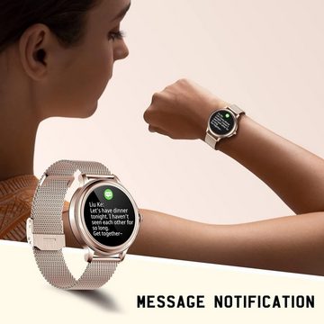 UHOOFIT Smartwatch (1,2 Zoll, Android iOS), Damen mit Telefonfunktion HD Display Fitnessuhr 100 Sportmodi Sportuhr