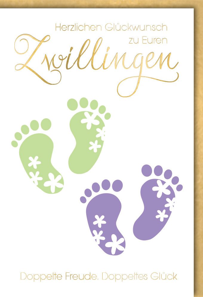 Grußkarten Geburt – Baby – Freudiges Ereignis – Zwillinge - Karte mit Umschlag