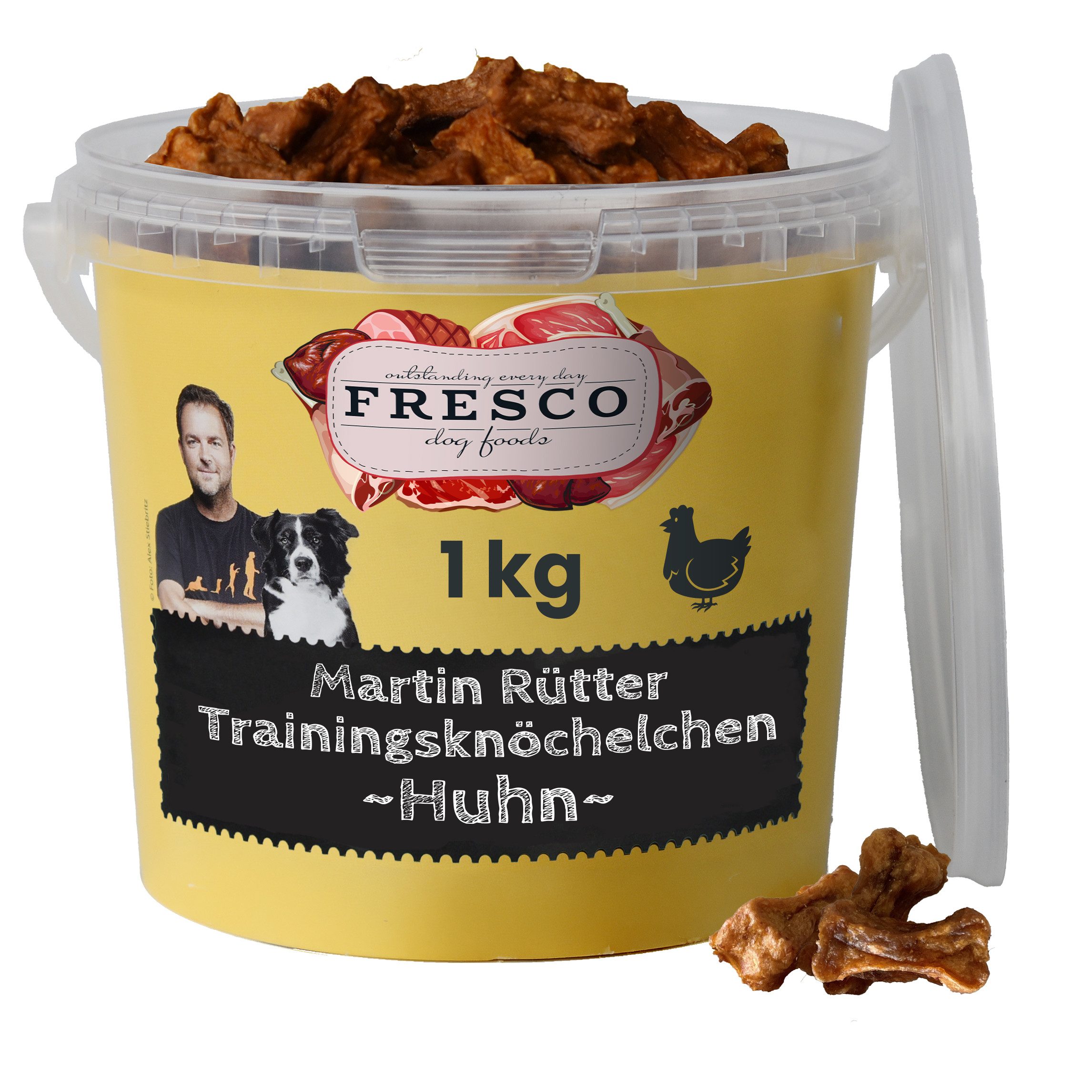 Fresco Dog Martin Rütter Trainingsknöchelchen 1kg, Hunde Leckerli Huhn, Snack für: Hunde, Getreidefrei, zuckerfrei & hoher Fleischanteil