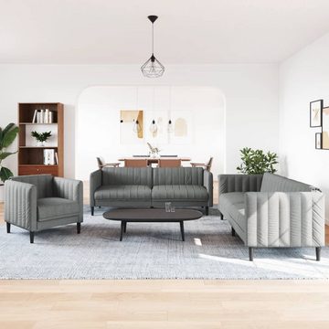 vidaXL Sofa 3-tlg. Sofagarnitur Dunkelgrau Stoff