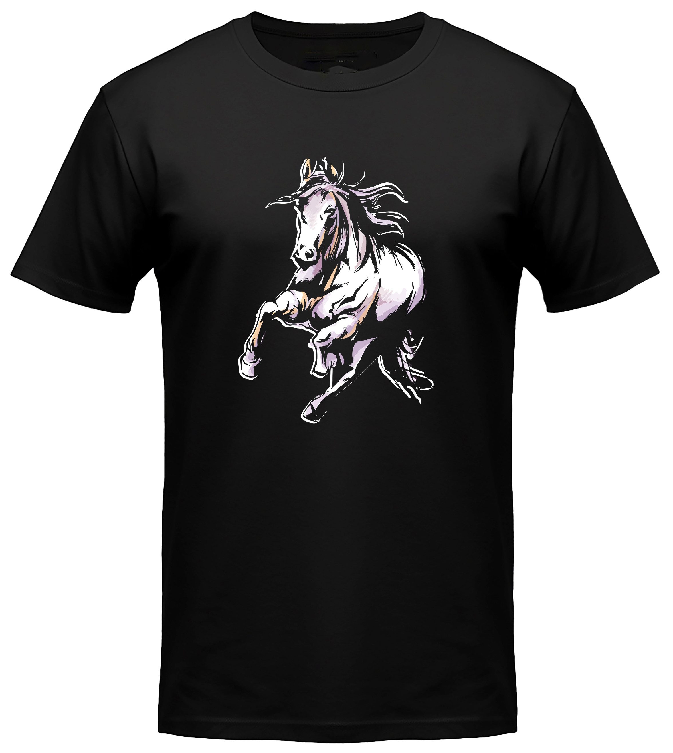 MyDesign24 T-Shirt Pferde print Shirt Pferde T-Shirt schwarz kurzarm Regular Fit i168