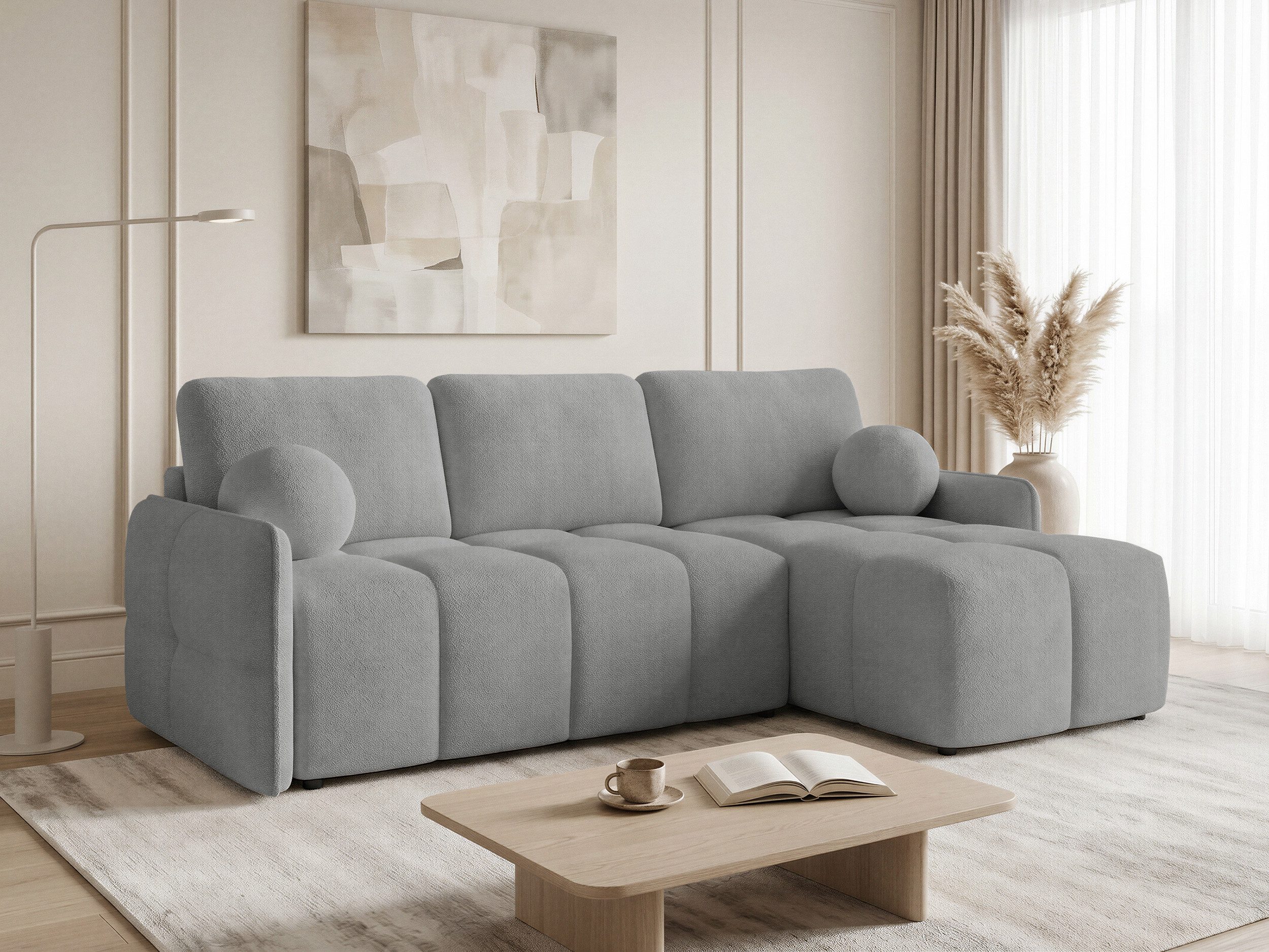 Sofnet Ecksofa Nubo, mit Schlaffunktion und Bettkasten, Schlafsofa mit Wellenfeder, L-Form Couch, Bettfunktion, Bouclé
