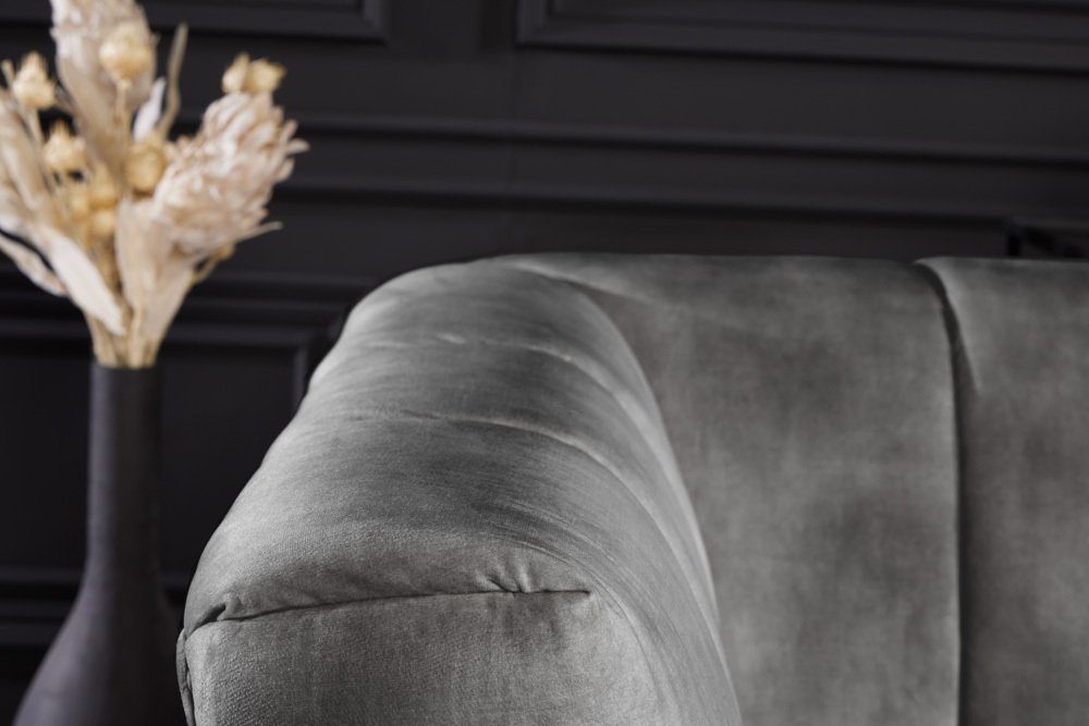 riess-ambiente Sofa NOBLESSE 225cm grau / schwarz, Einzelartikel 1 Teile, Wohnzimmer · Samt · Metall · 3-Sitzer · Federkern · Retro Design – Bild 5 von 5
