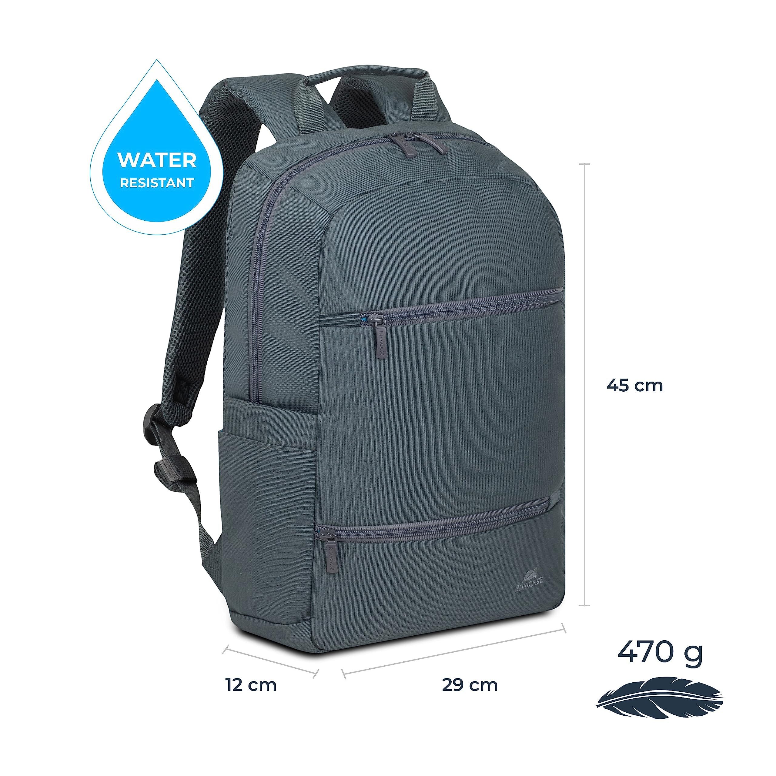 Rivacase Laptoprucksack wasserabweisender kompakter Tagesrucksack 10L, 15L mit Laptopfach, für Business, Reisen, Uni, Schule, Freizeit