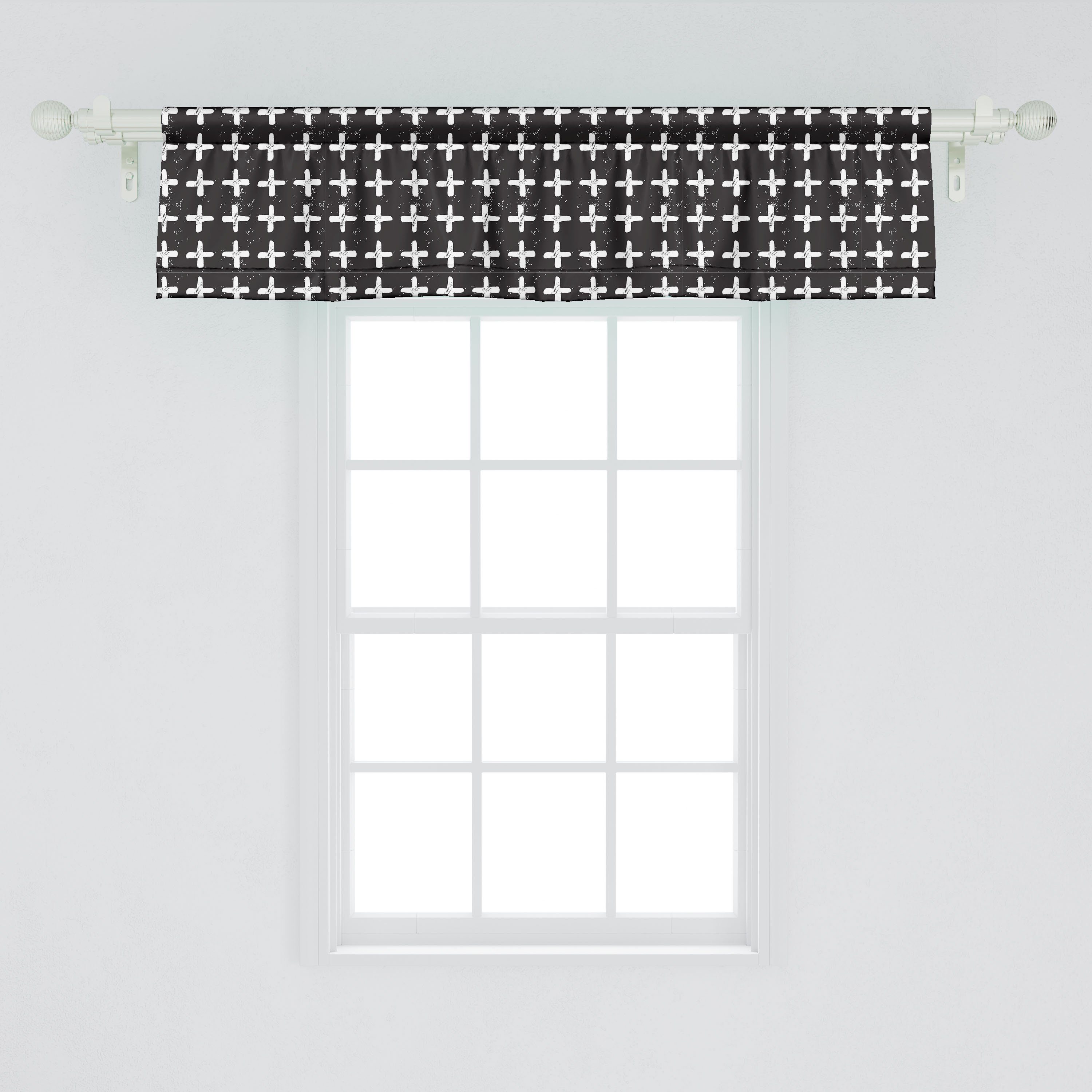 Scheibengardine Vorhang Volant für Hand Küche mit Plus-Zeichen-Muster Dekor Microfaser, Drawn Stangentasche, Modern Abakuhaus, Schlafzimmer