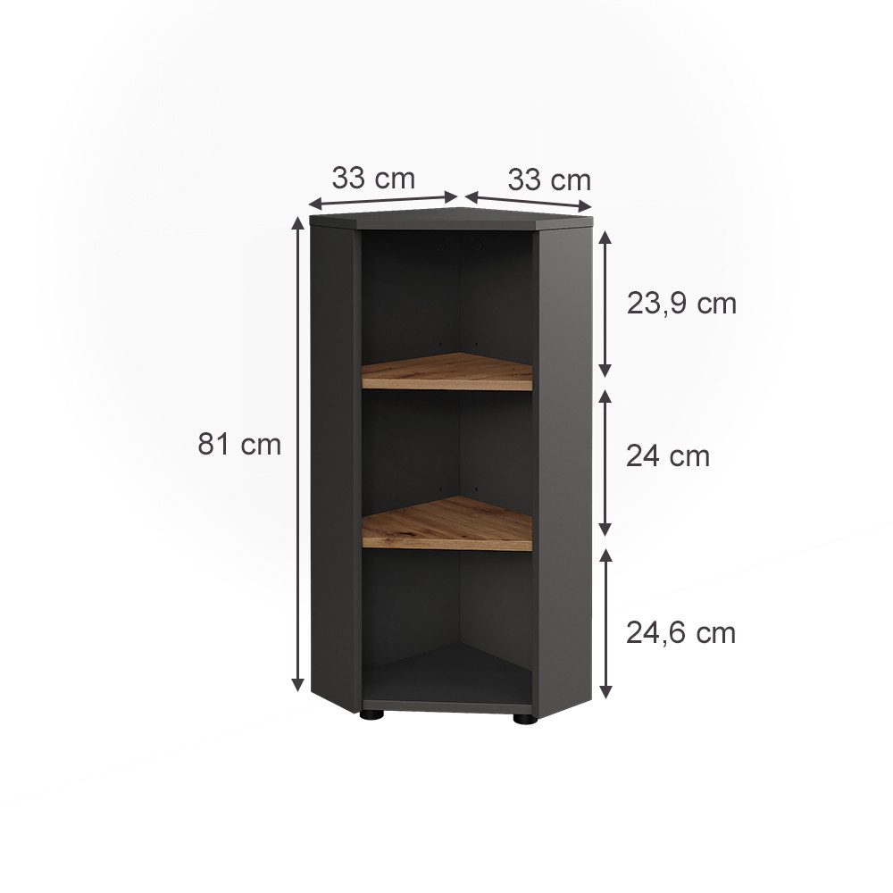Vicco Midischrank Irma, Anthrazit/Artisan, 33 x 81 cm 3 Ablagefächer günstig online kaufen