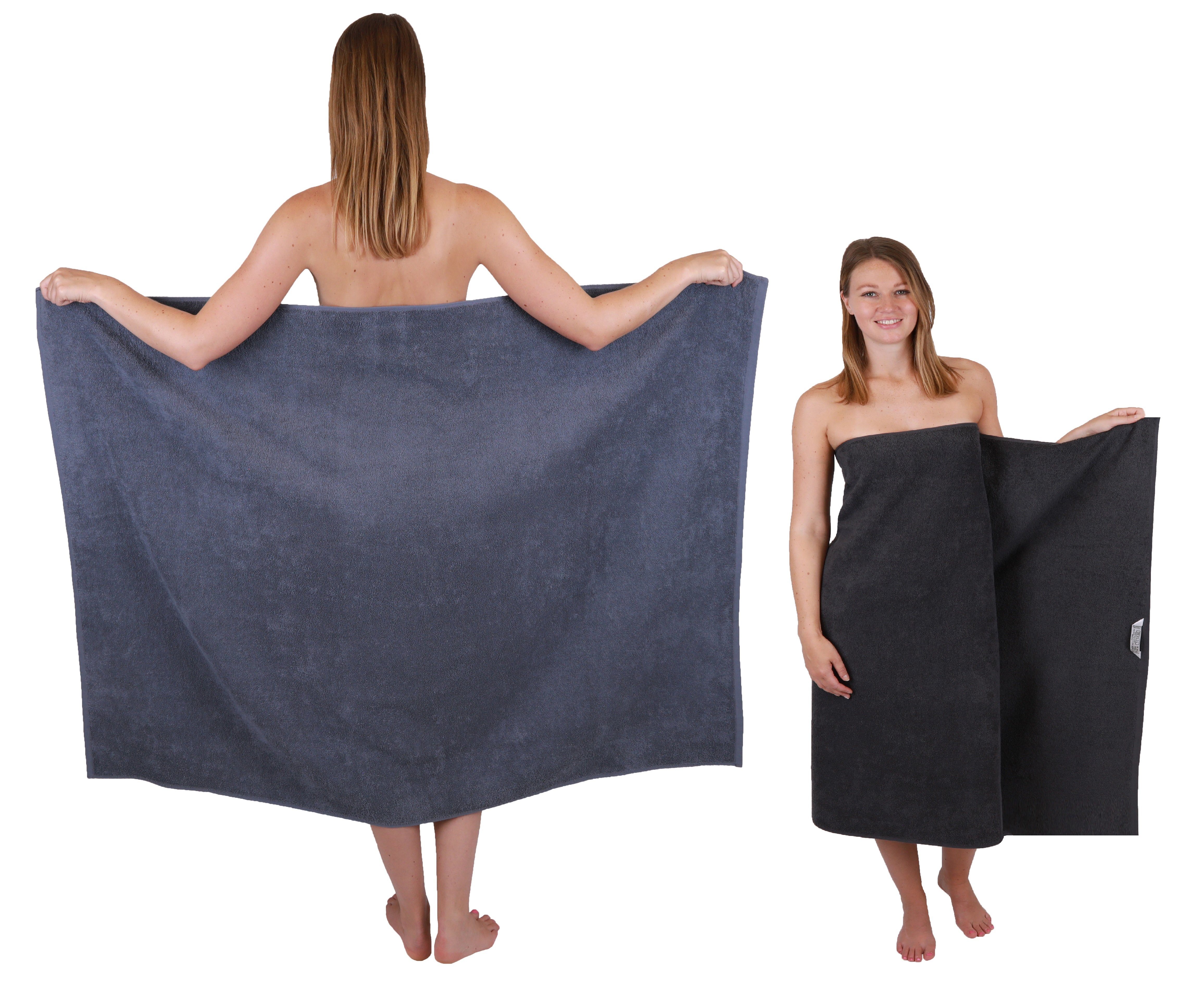 Betz Duschtücher Maxi 2 Stück XXL BERLIN Badetuch 100x150 cm dunkelgrau-graphit, 100% Baumwolle