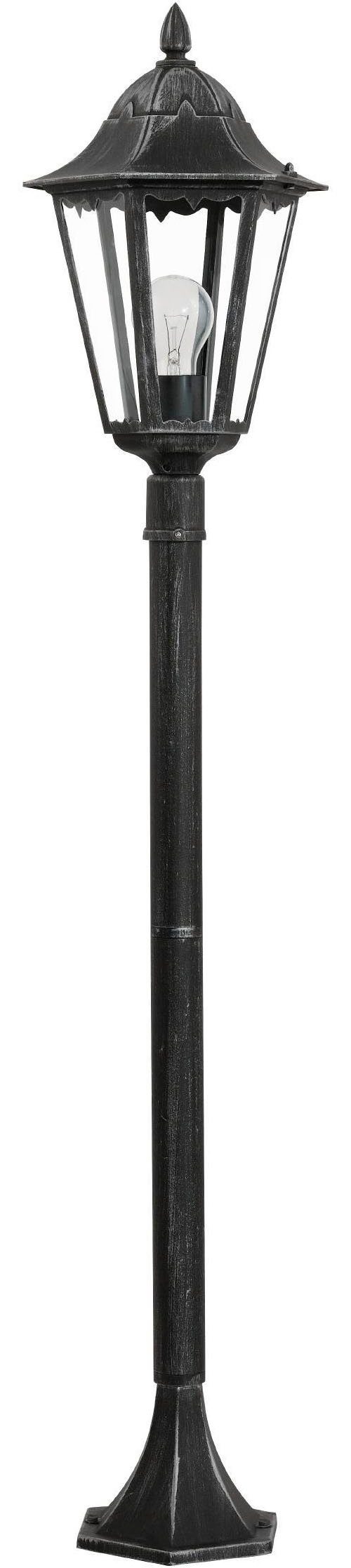 EGLO Stehlampe Navedo Außen-Stehlmape, Außenlampe, Aluguss und Glas, E27, IP44, Lampe, ohne Leuchtmittel, Stehleuchte - H120 x Ø23 cm - schwarz, silber-patina - 1X60W exkl.