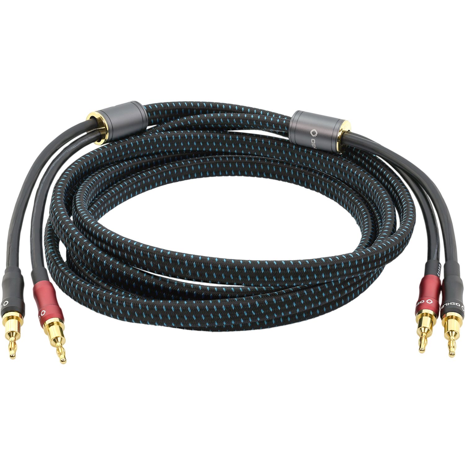 OEHLBACH Transform Dual-Plug Exzellent Lautsprecherkabel Set Banana/Kabelschuh Audio-Kabel, 2 x Bananen Stecker, 2 x Kabelschuh, 2 x Bananen Stecker, 2 x Kabelschuh (200 cm), Hochwertiges Kupfer, Flexibel