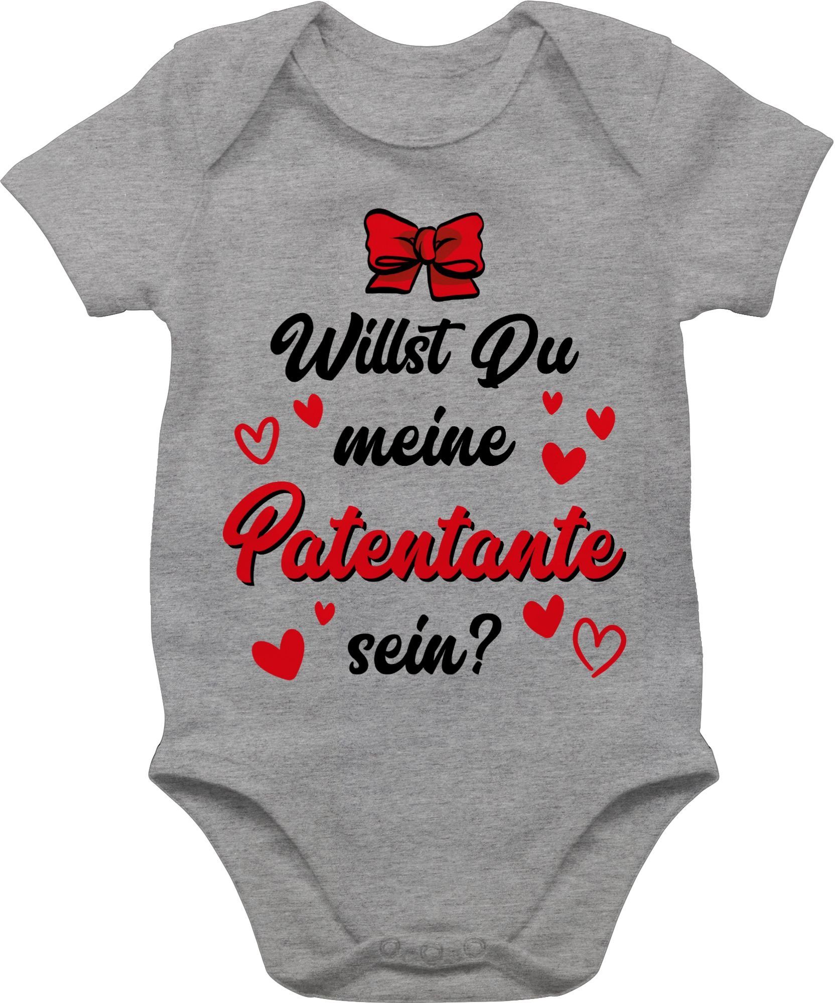 Shirtracer Shirtbody Willst du meine Patentante sein schwarz rot Patentante Baby 2 Grau meliert