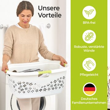 KiNDERWELT Wäschekorb Premium 50 L ergonomischer Form, Soft-Touch-Griffe, an den Körper angepasste Nierenform