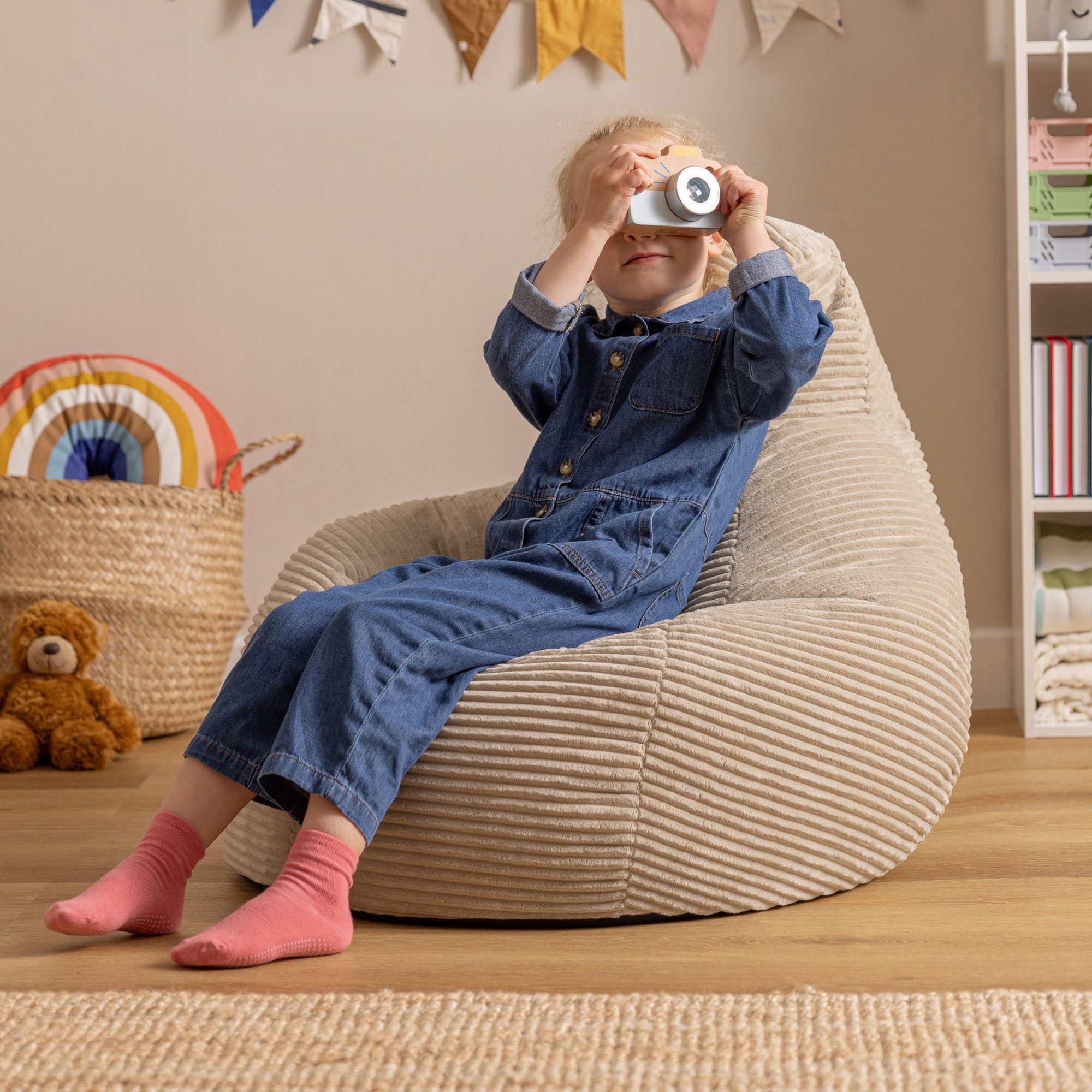 icon Sitzsack Kinder Sessel aus Cord Flauschig „Dalton", 69x59x65cm, Made i günstig online kaufen