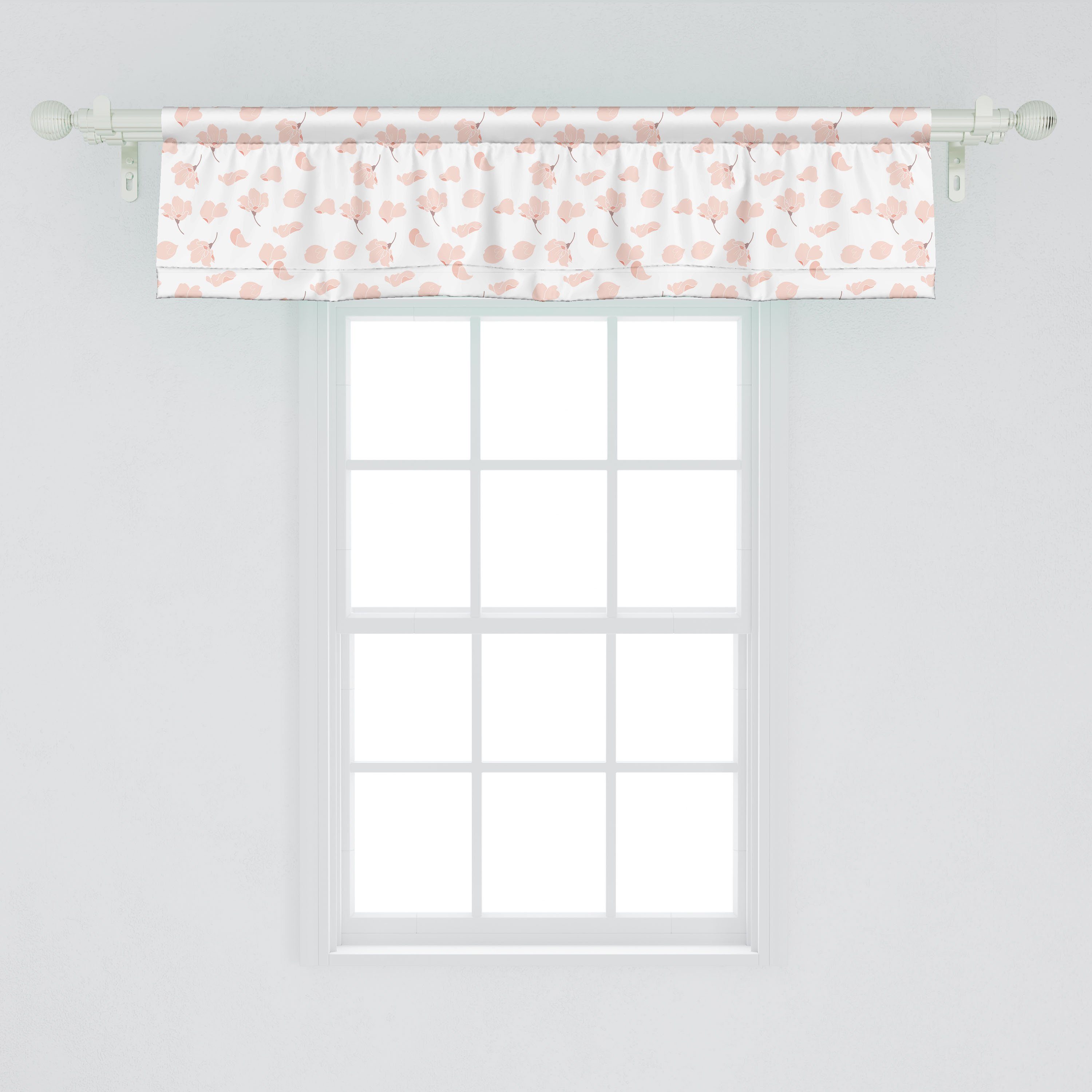 Microfaser, für Vorhang mit Minimalistic Scheibengardine Blume Dekor Stangentasche, Japanese Abakuhaus, Style Küche Schlafzimmer Volant