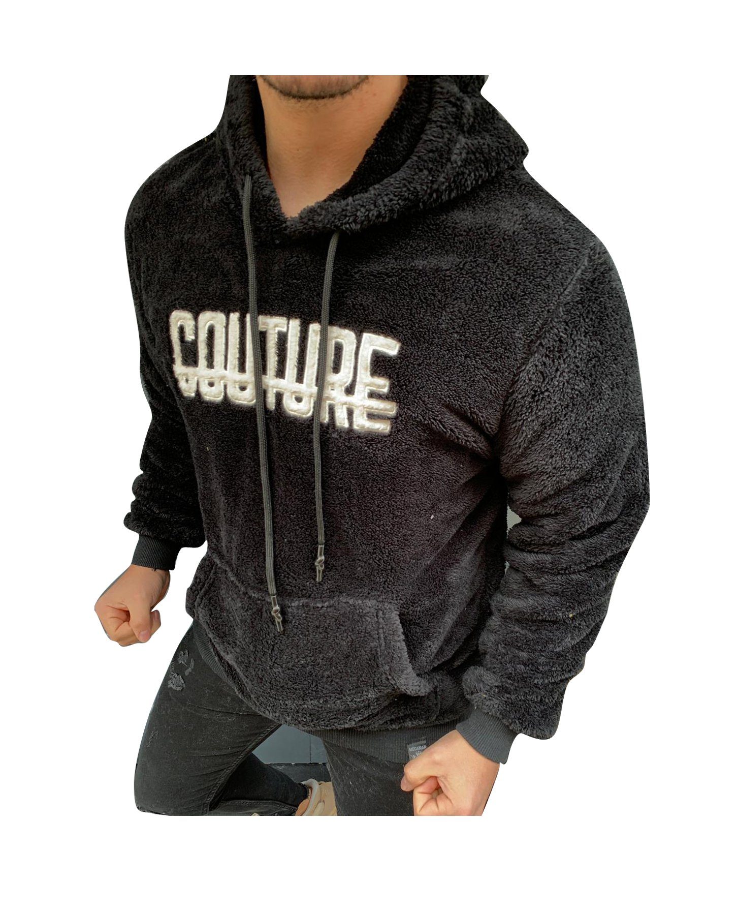 Megaman Jeans Fleecepullover Megaman Herren Teddyfell Hoodie Kapuzenpullover Hoodie