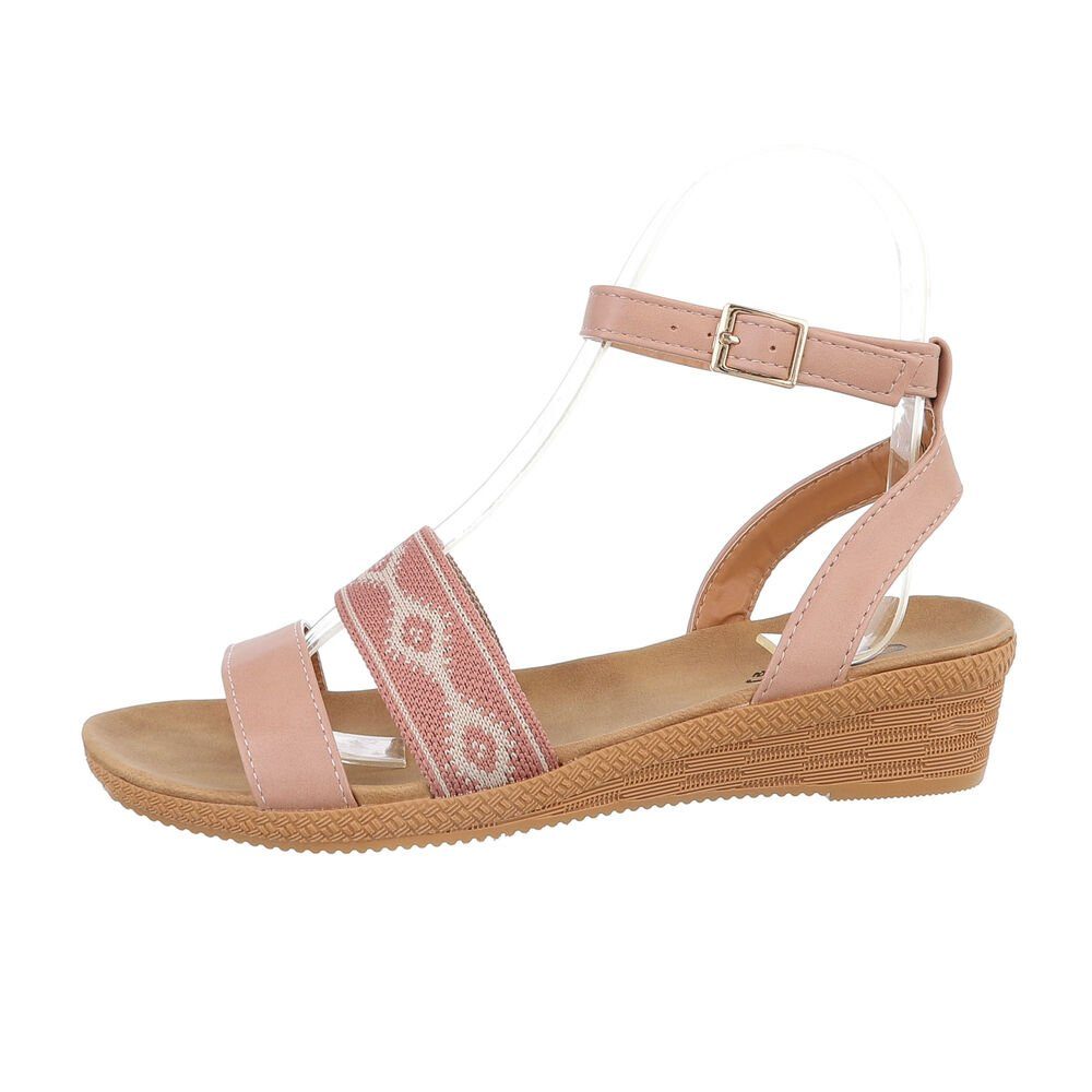 Keilabsatz/Wedge Damen in Riemchensandalette Freizeit Altrosa Keilsandaletten Ital-Design