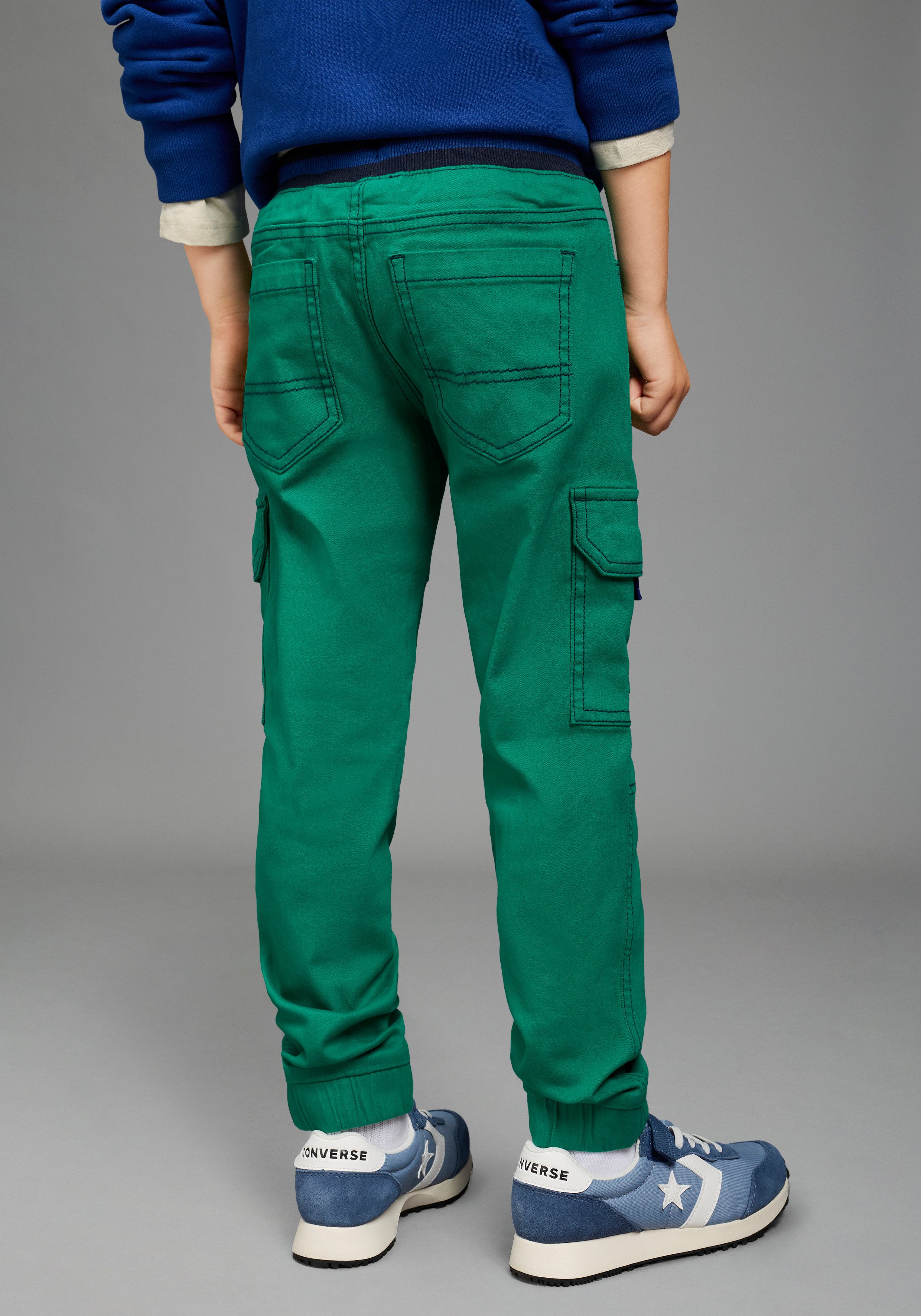 Scout Cargohose Cargohose mit Ringelbündchen - NEU von SCOUT Twillhose mit kontrastfarbigen Ripp-Bündchen, gerader Schnitt
