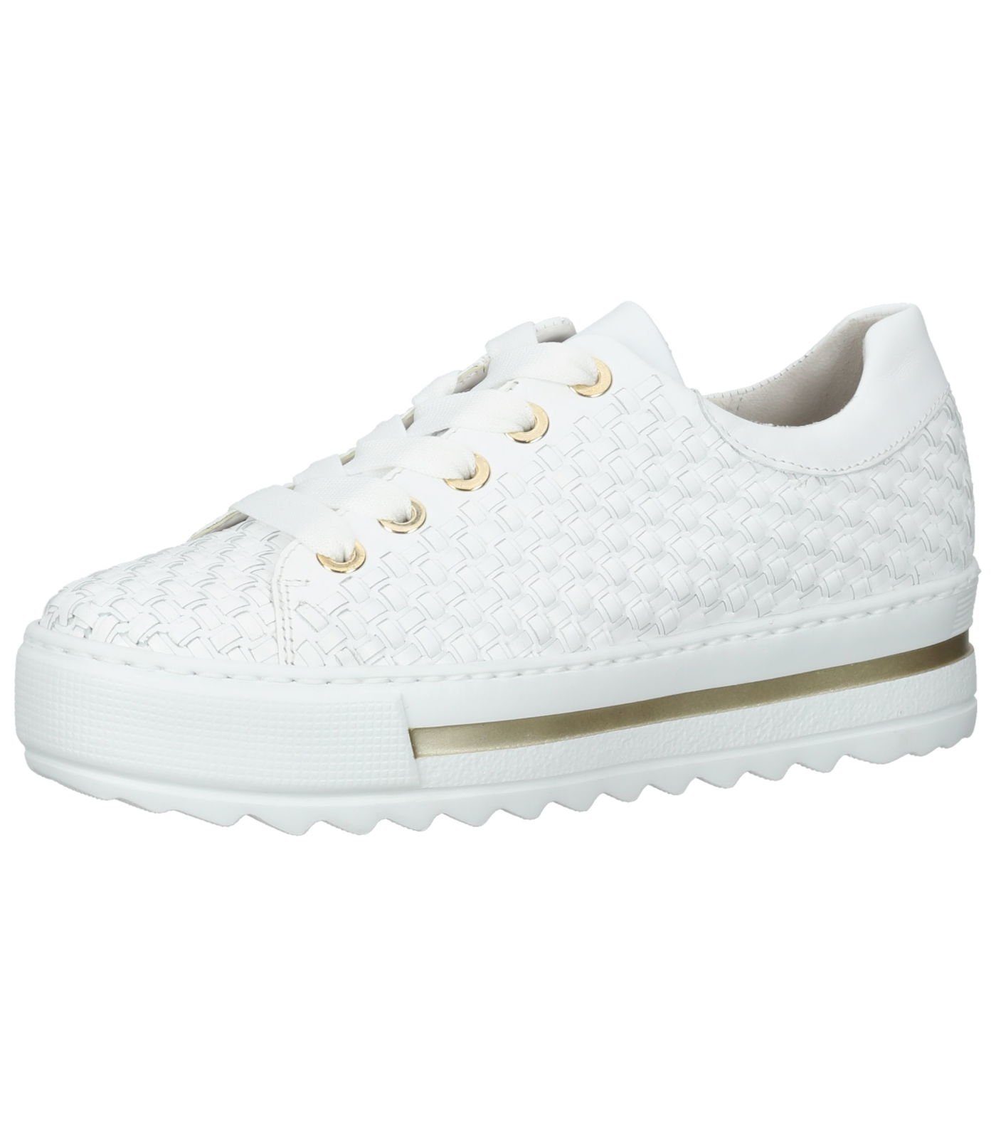 Gold Nappaleder Gabor Sneaker Plateausneaker Weiß