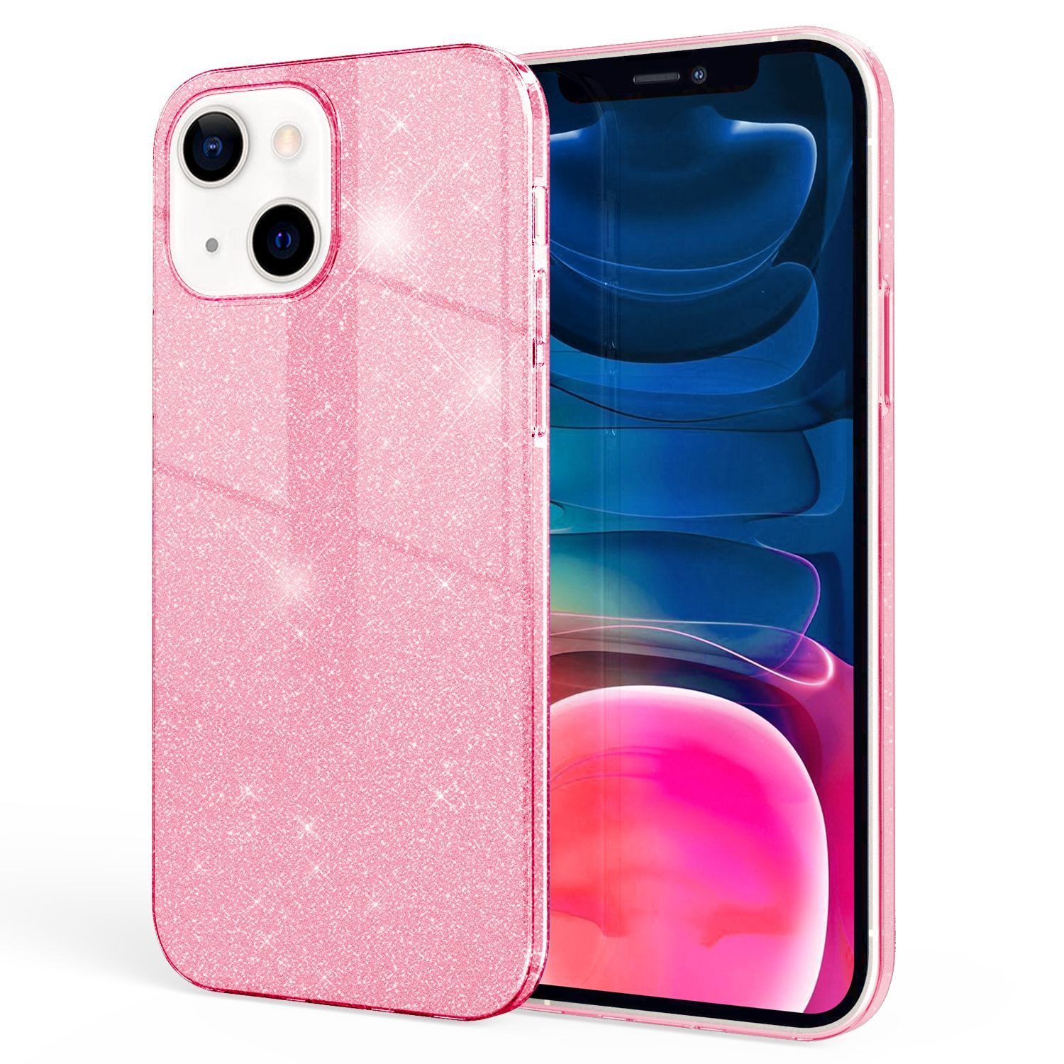 Nalia Smartphone-Hülle Apple iPhone 13 Mini 13,7 cm (5,4 Zoll), Glitzer Silikon Hülle / Verstärkte Innenseite / Glänzende Schutzhülle