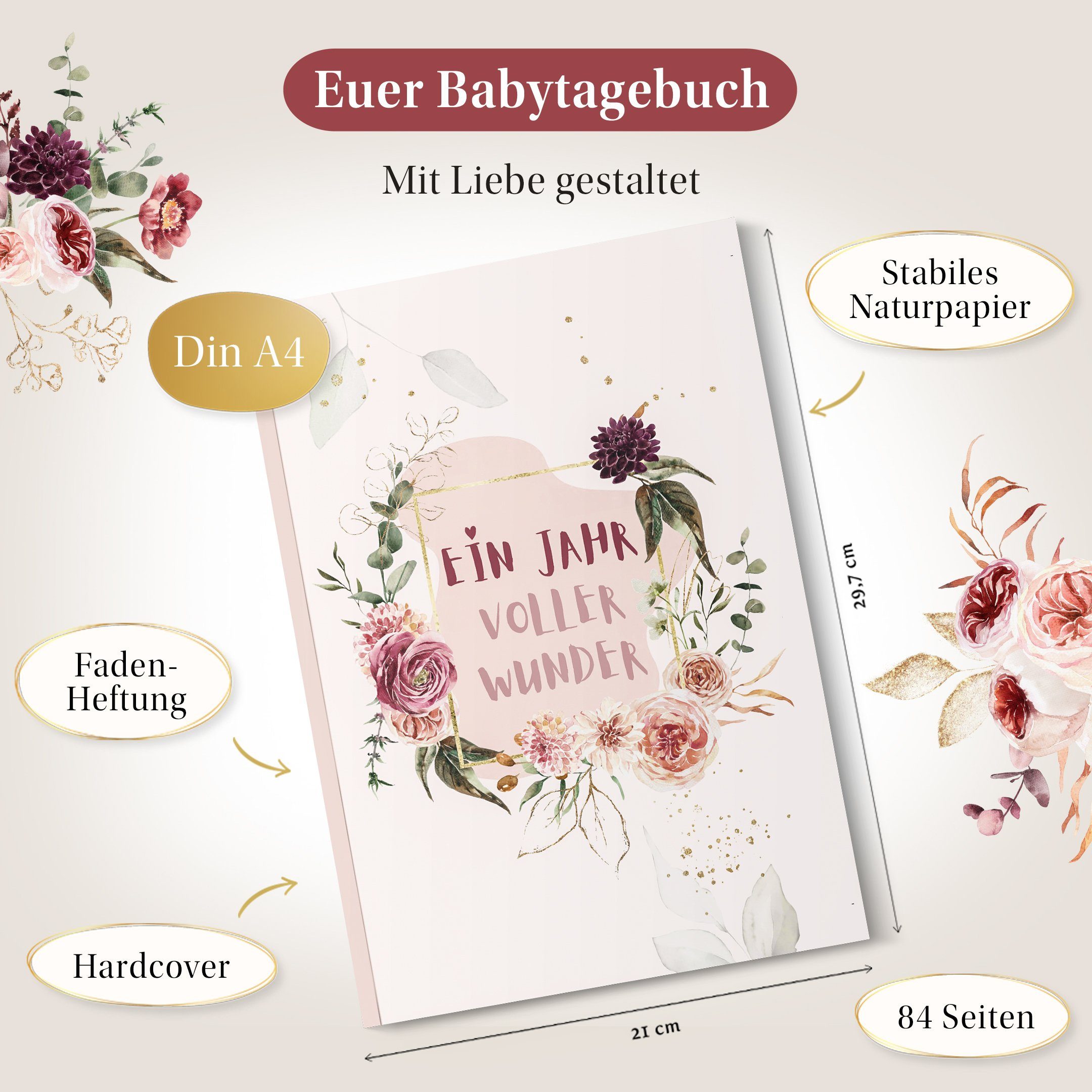 Eulentaler Tagebuch I Babyalbum I Mein erstes Jahr I Von Pädagogen gestaltet I handgemalte Illustrationen, viel Platz für Fotos & Erinnerungen, 84 Seiten