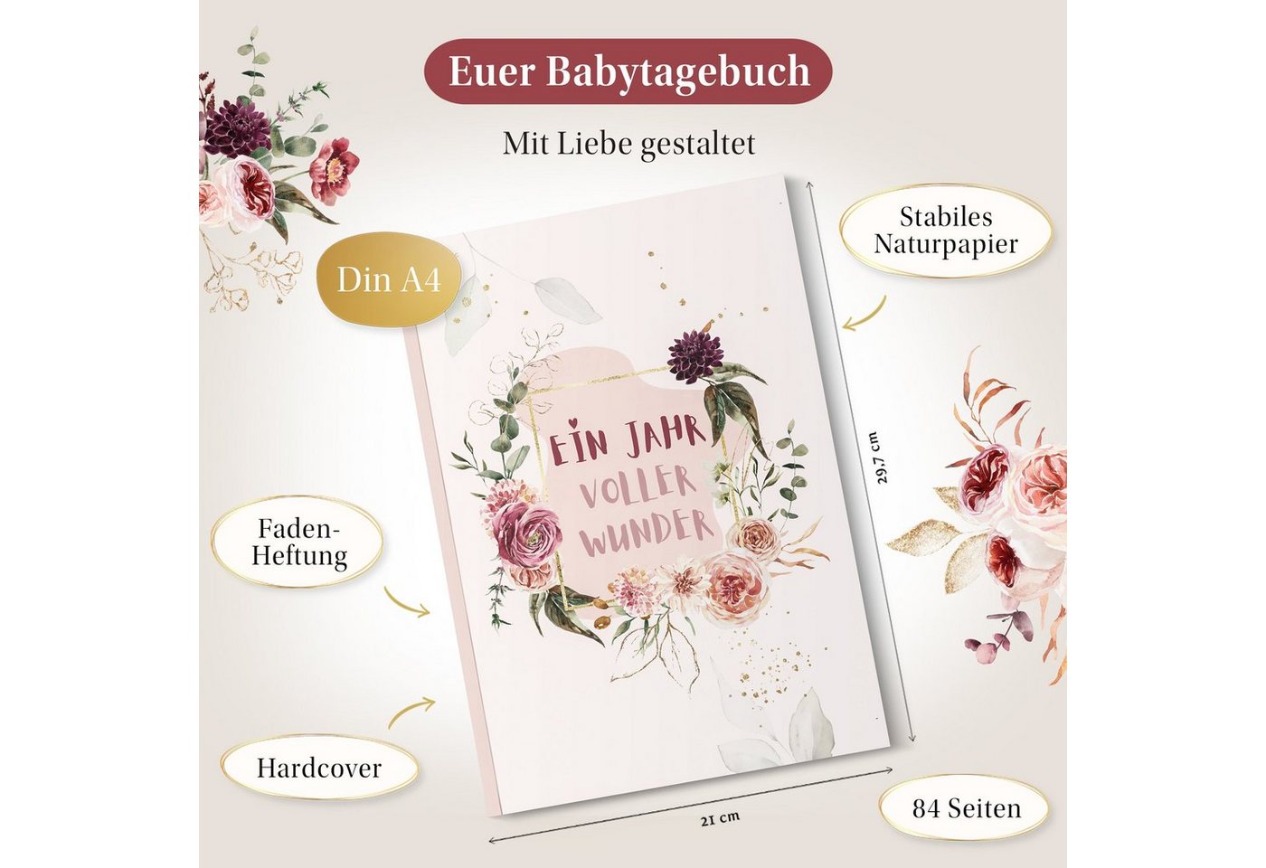 Thumbnail - Eulentaler Tagebuch I Mein erstes Jahr I Von Pädagogen gestaltet I handgemalte Illustrationen, viel Platz für Fotos & Er...